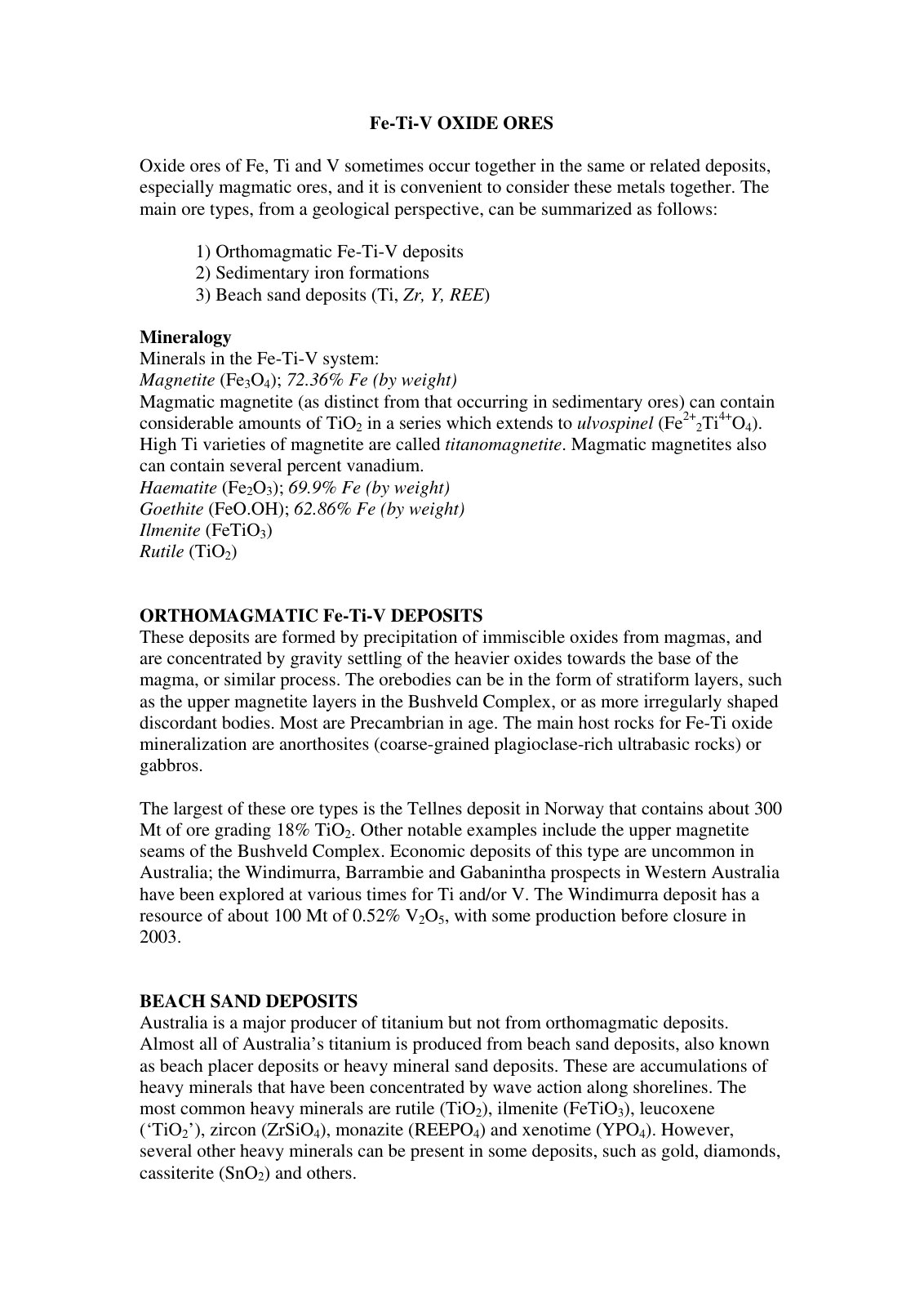 First page of Lec 22 Fe Ti V ores