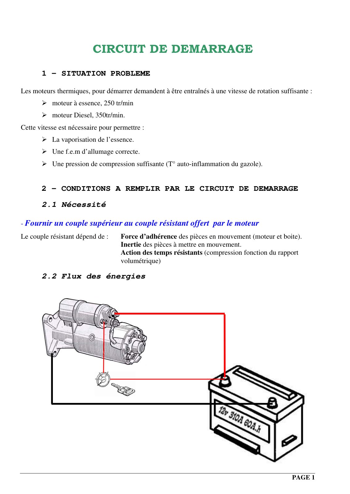 First page of circuit demarrage voiture