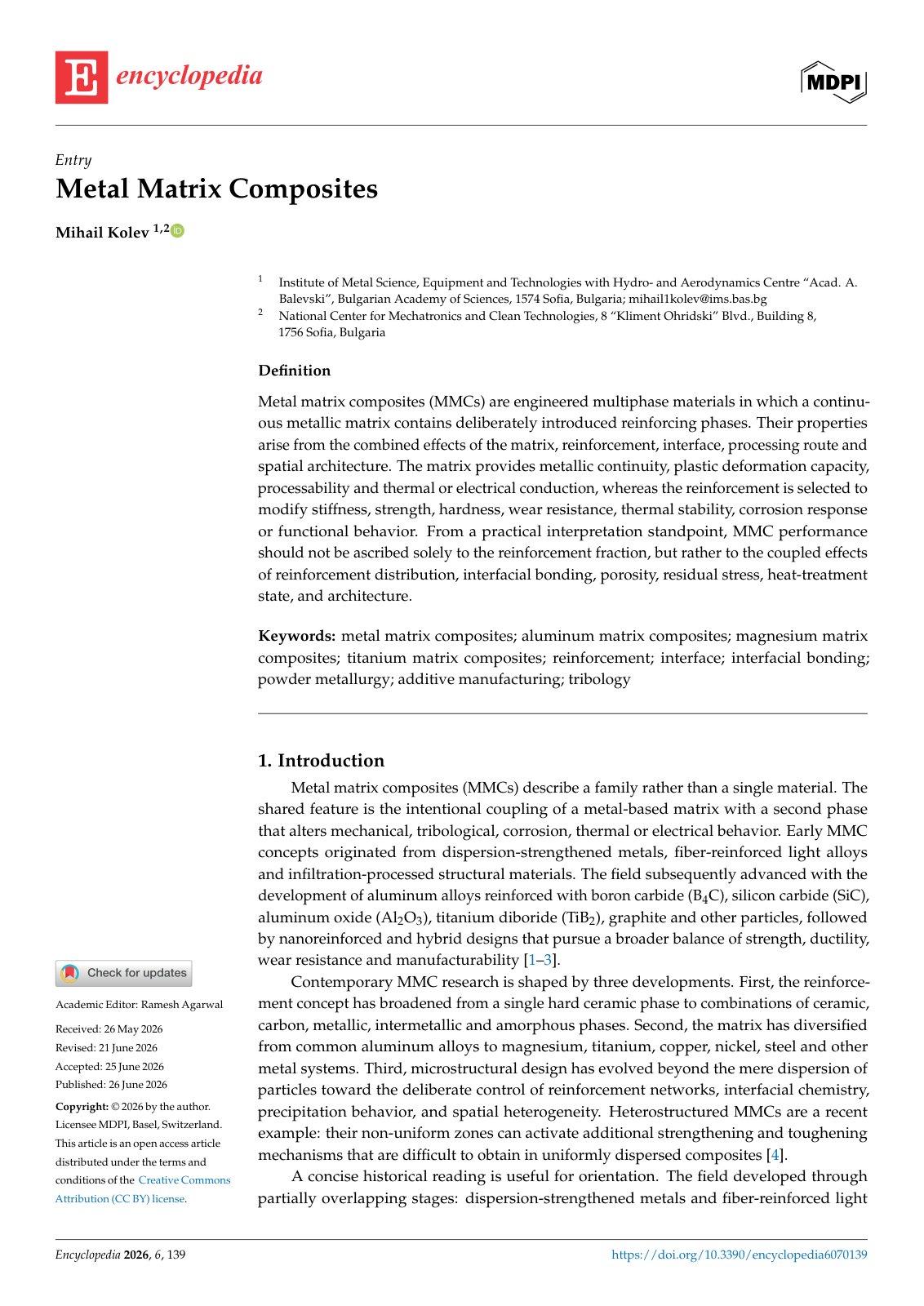 First page of Metal Matrix Composites