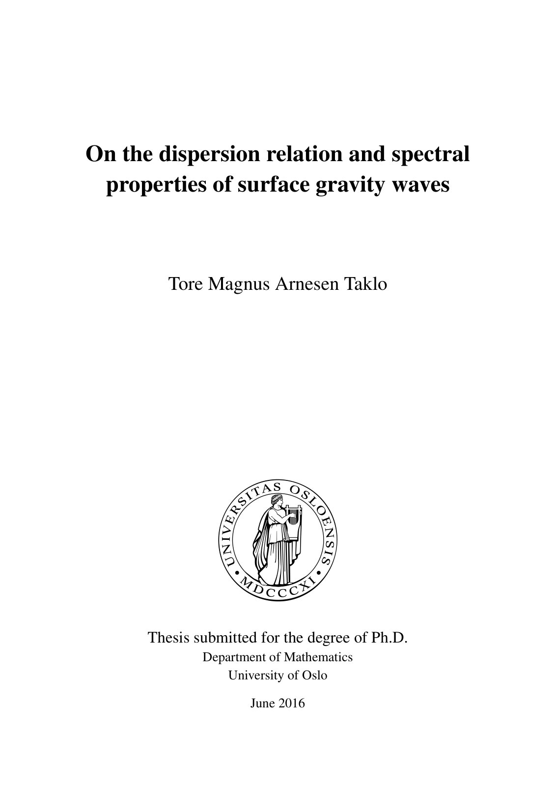 First page of On the dispersion relation and spectral properties of surface gravity waves