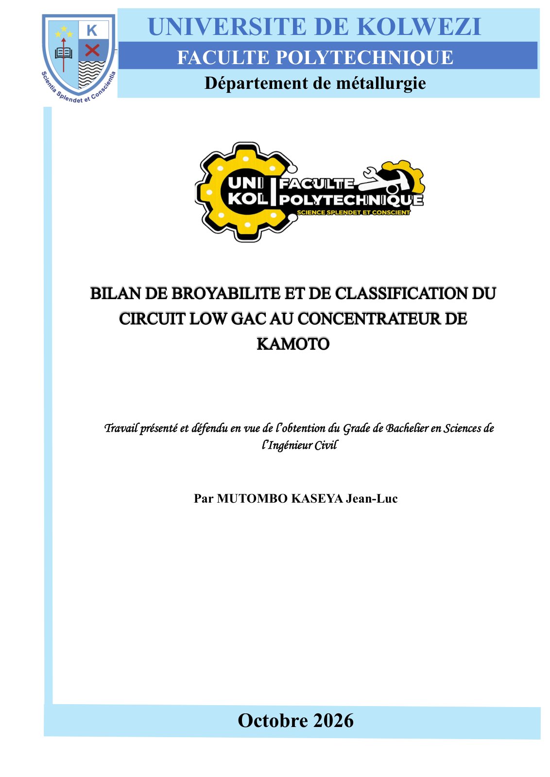 First page of MEMOIRE OFFICIEL 21 SEPT 2026 KASEYA MUTOMBO JL