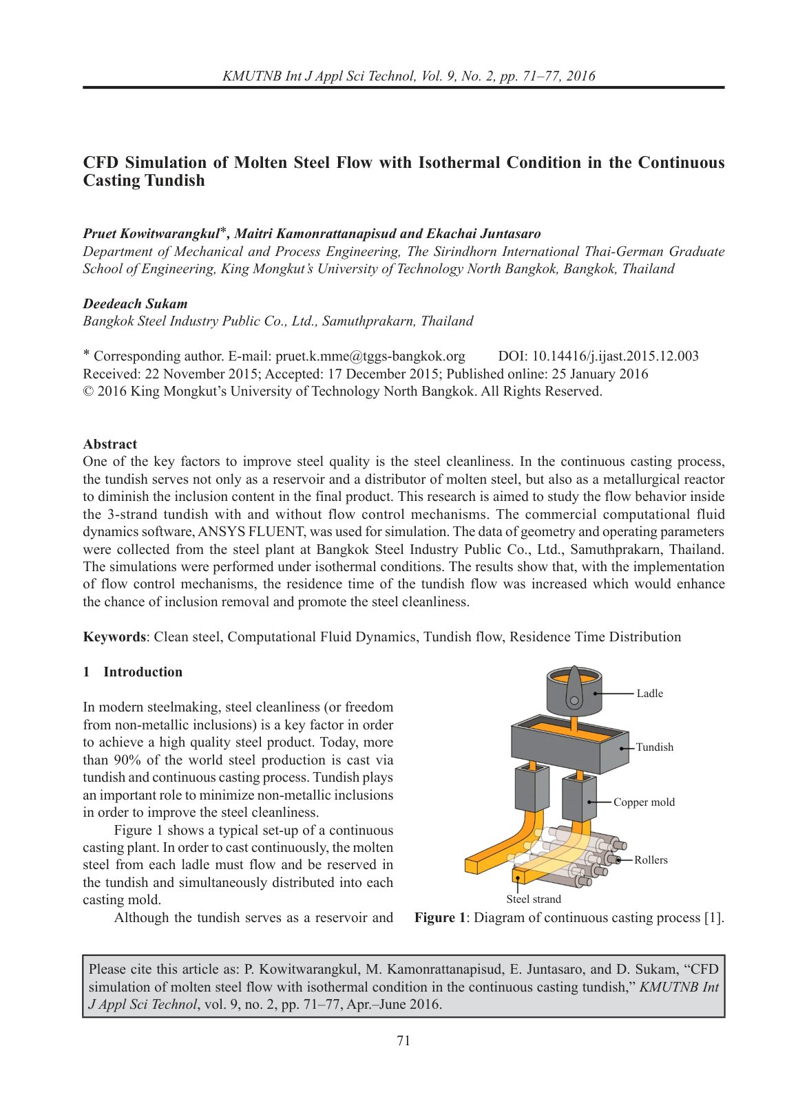 First page of CFD Simulation of Molten Steel Flow with