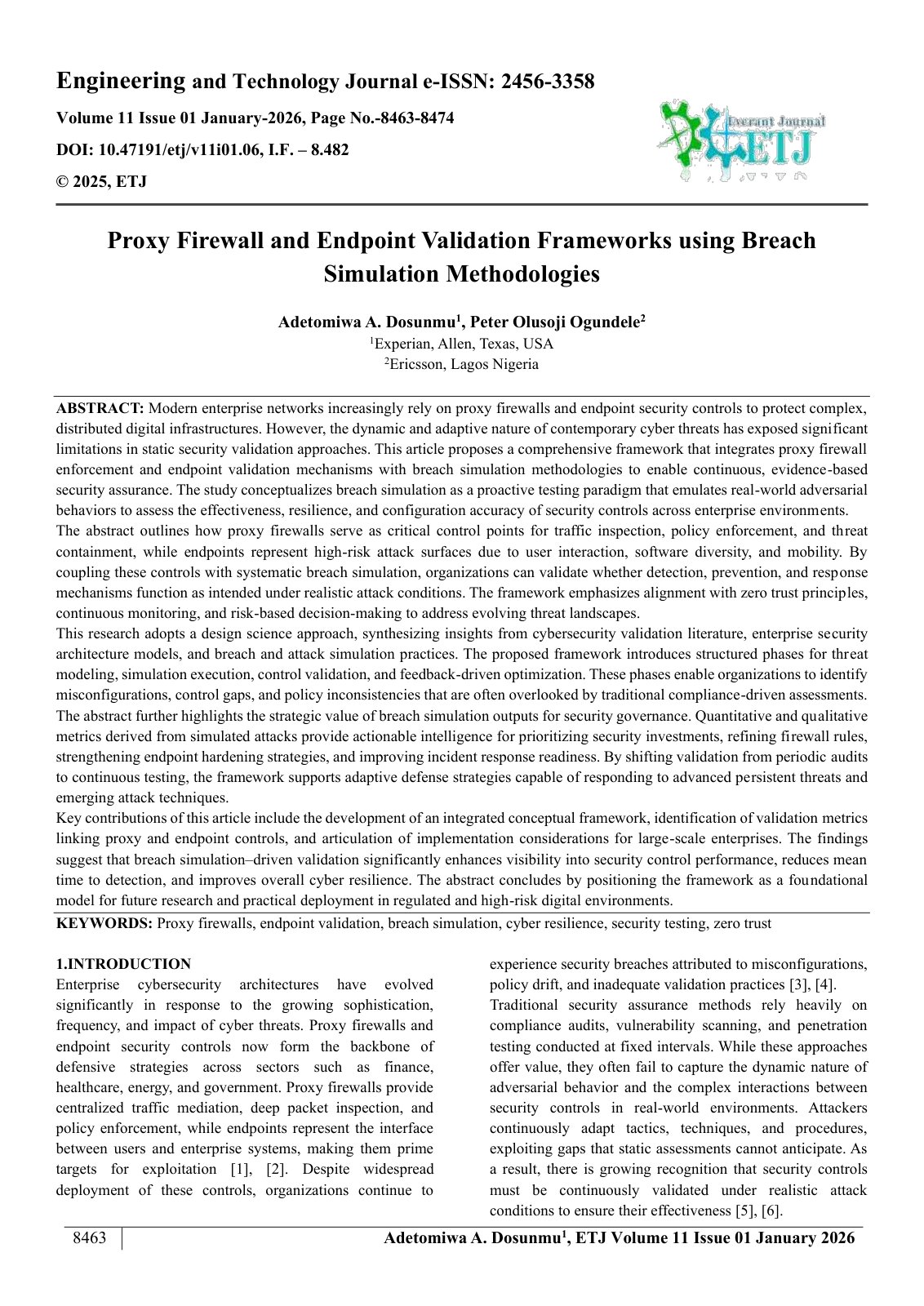 First page of Proxy Firewall and Endpoint Validation Frameworks using Breach  Simulation Methodologies  