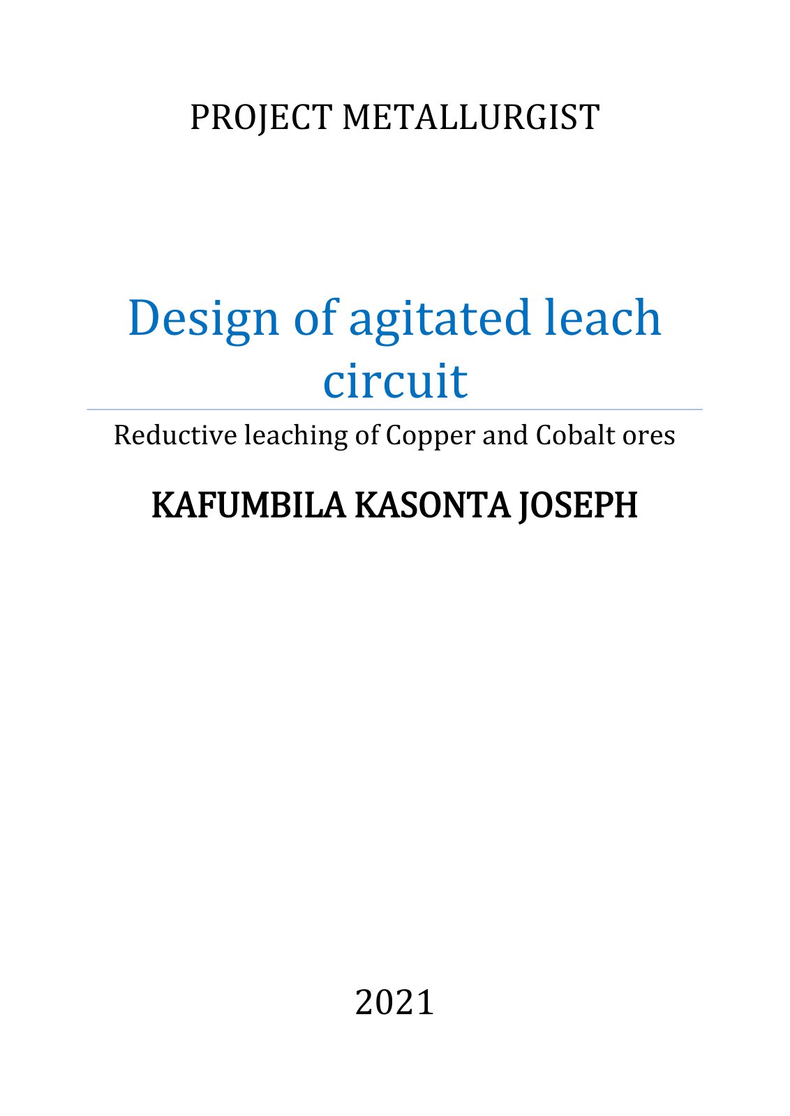 First page of 543311380 Design of Agitated Leach Circuit