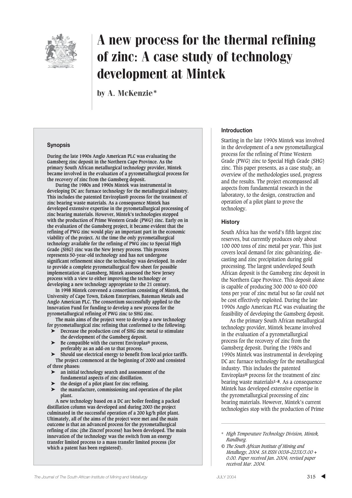First page of v104n06p315