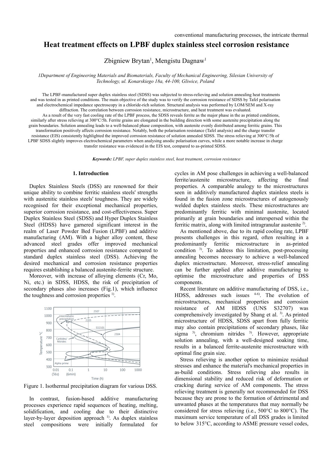 First page of 2025 Brytan LPBF Duplex Steel Heat Treatment