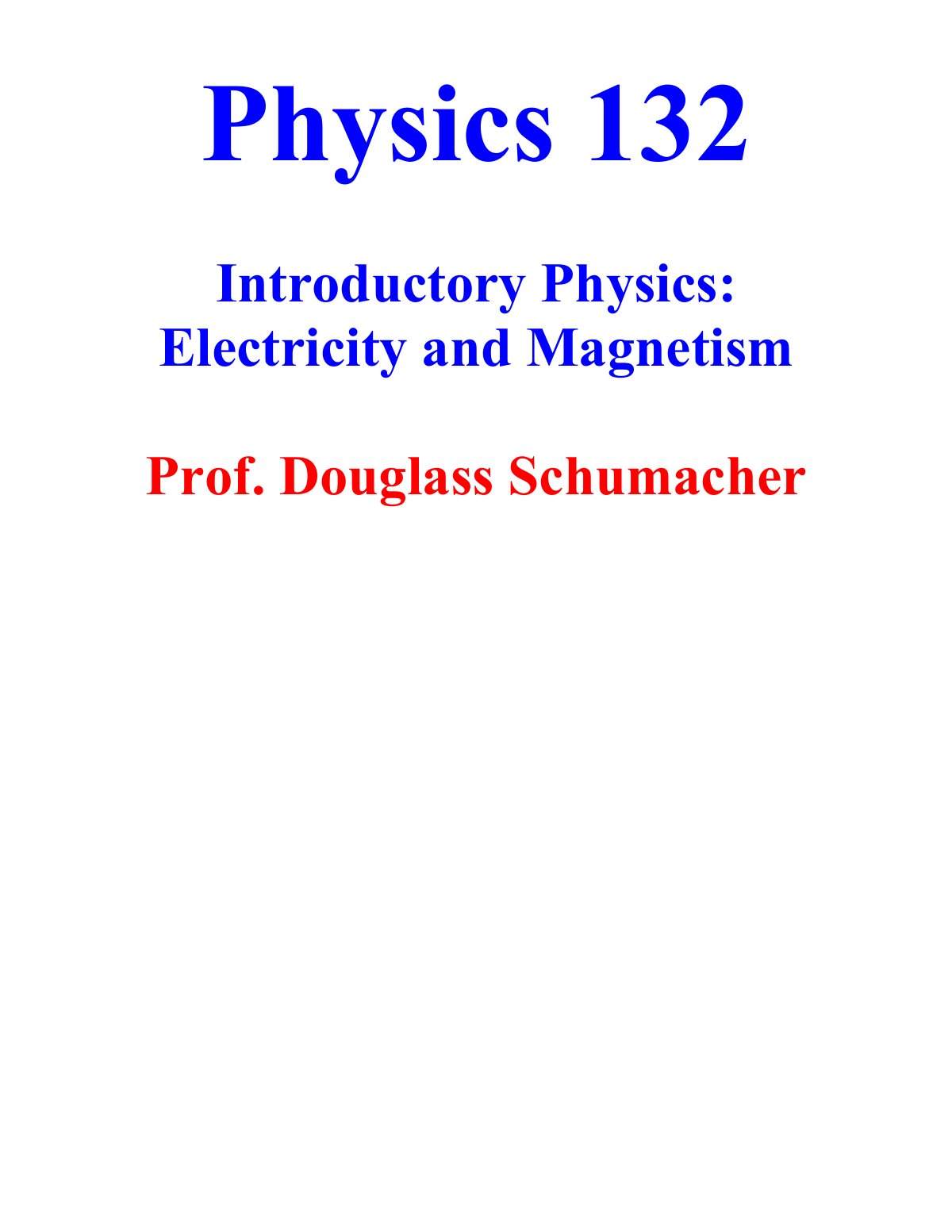 First page of Introductory Physics: Electricity and Magnetism