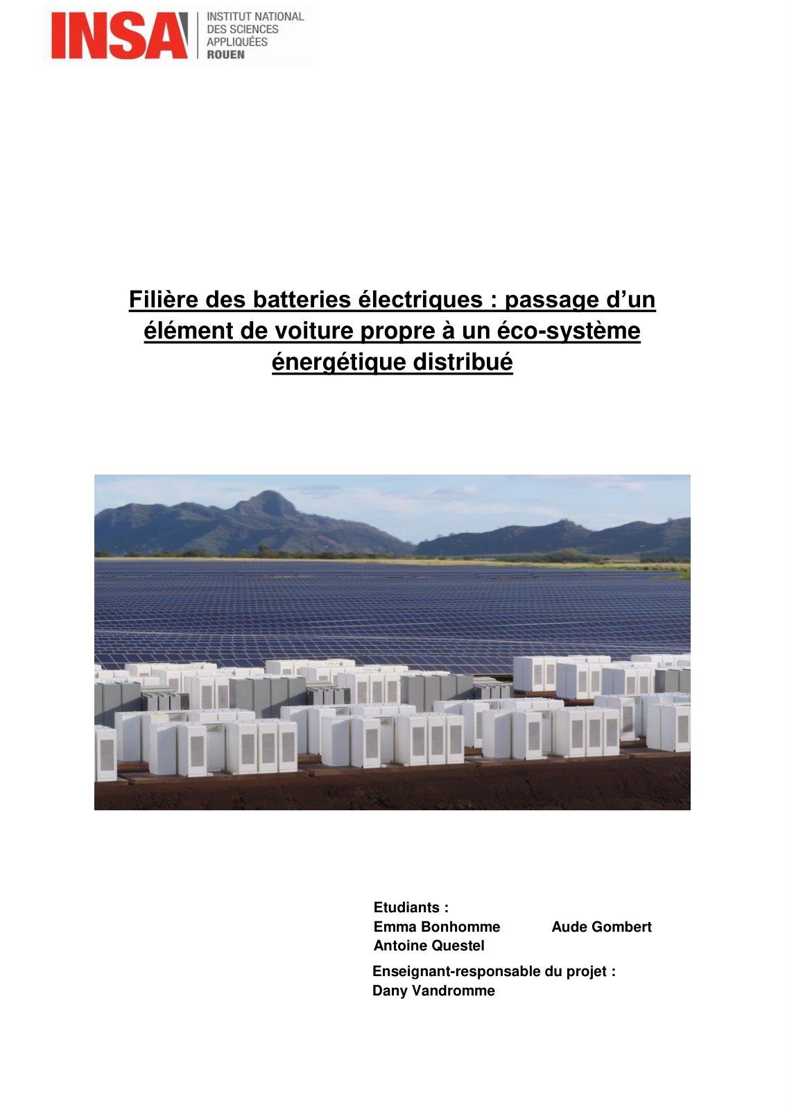 First page of filiere batteries