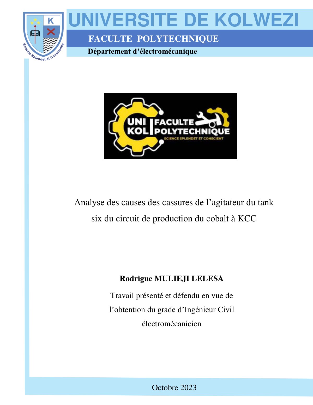 First page of 2022 2023 TFE ELM MULIEJI LELESA RODRIGUE