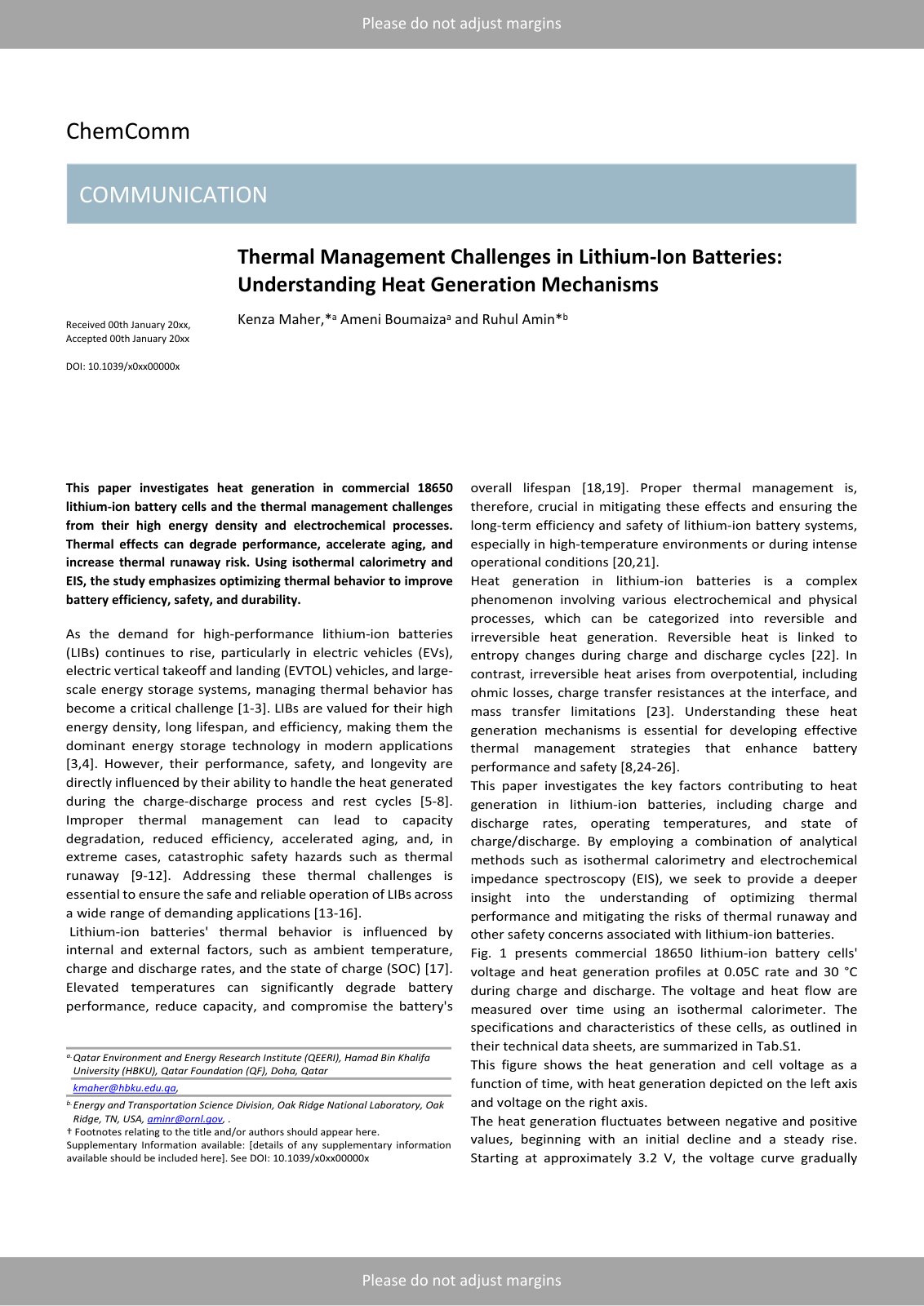 First page of Thermal Management Challenges in Lithium-Ion Batteries: Understanding Heat Generation Mechanisms