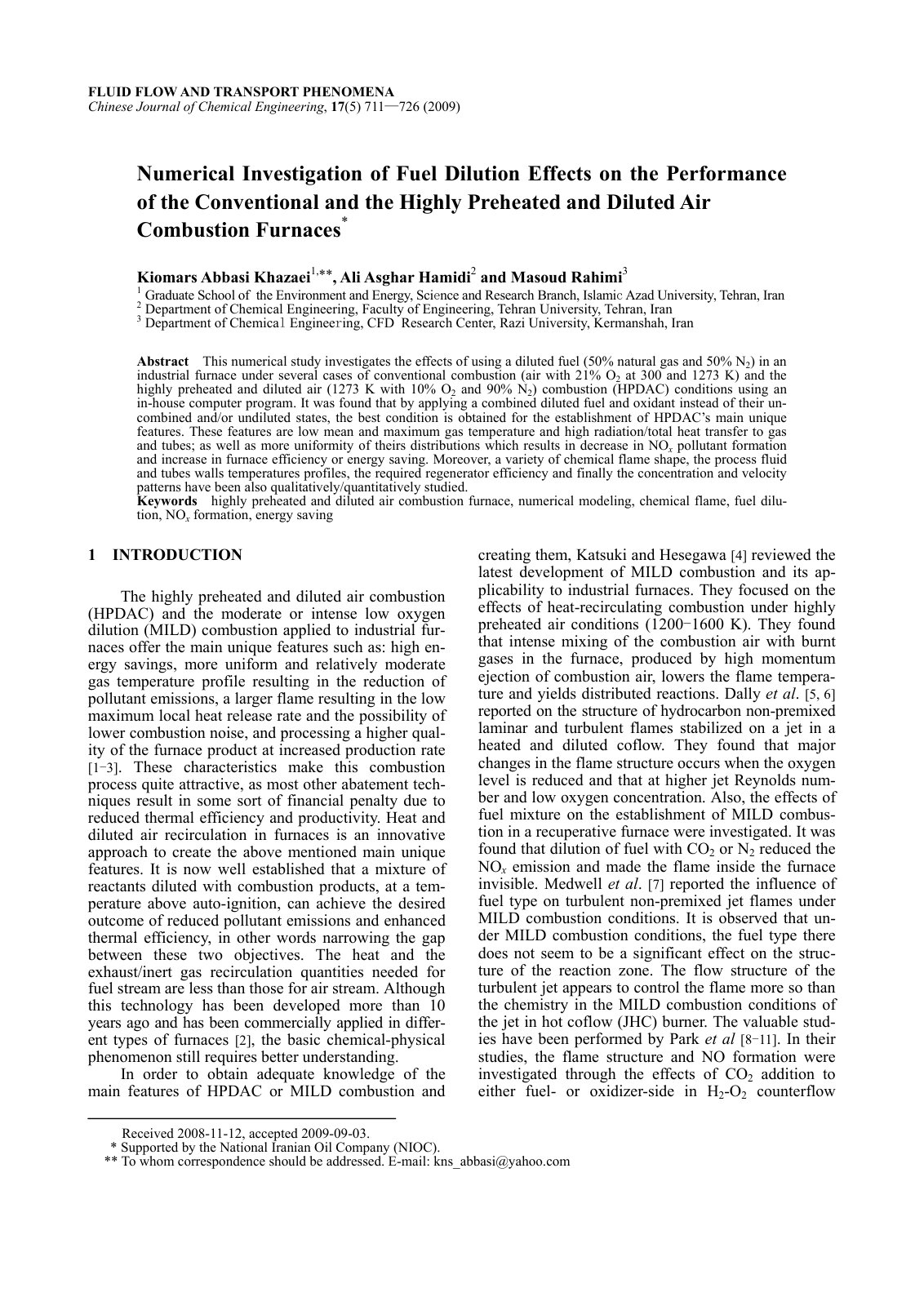 First page of Numerical Investigation of Fuel Dilution