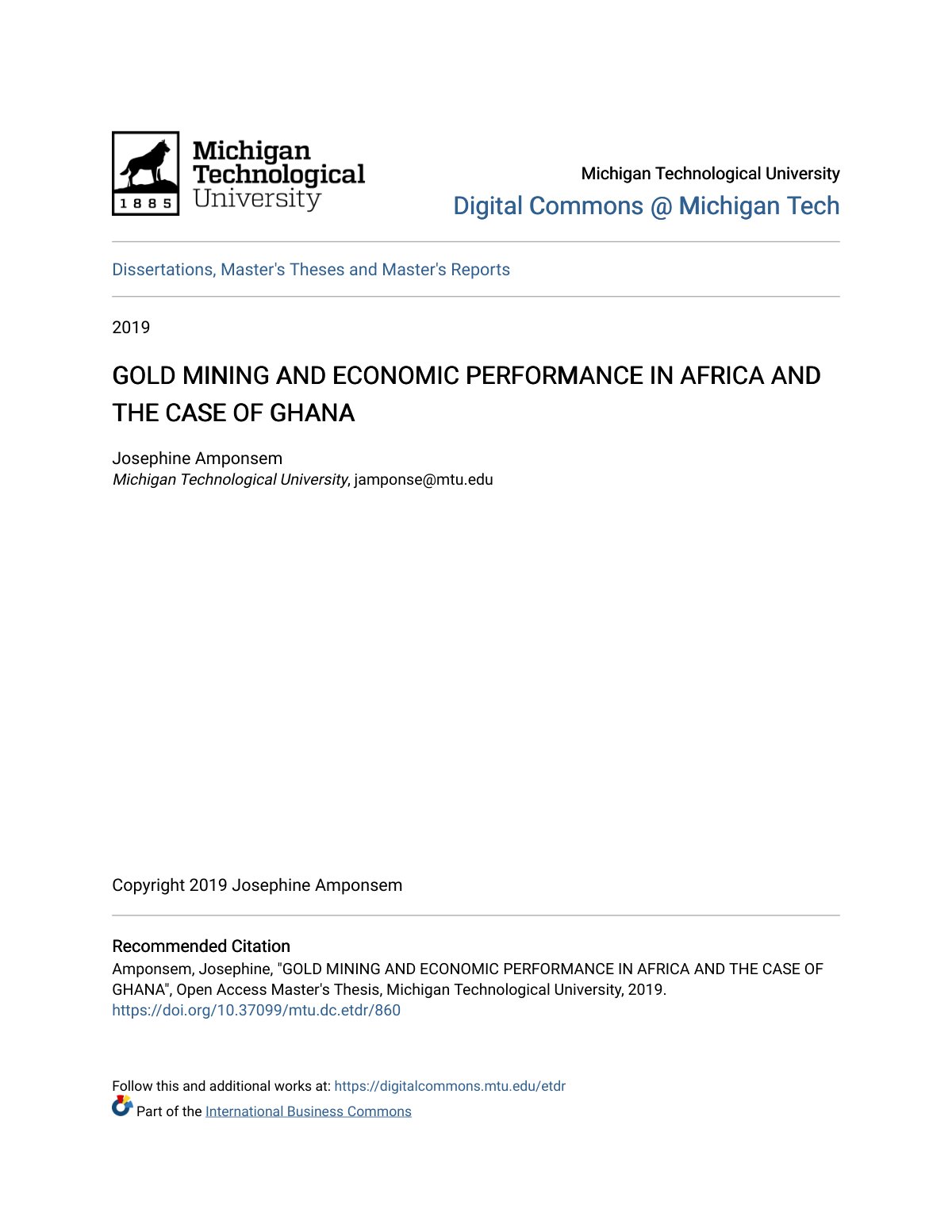 First page of Gold Mining and Economic Performance in