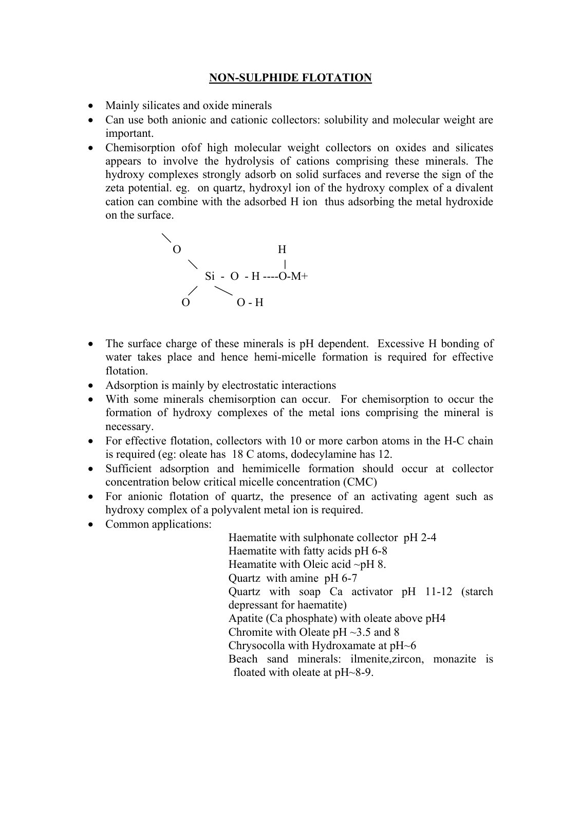 First page of L6  Non Sulphide Flotation