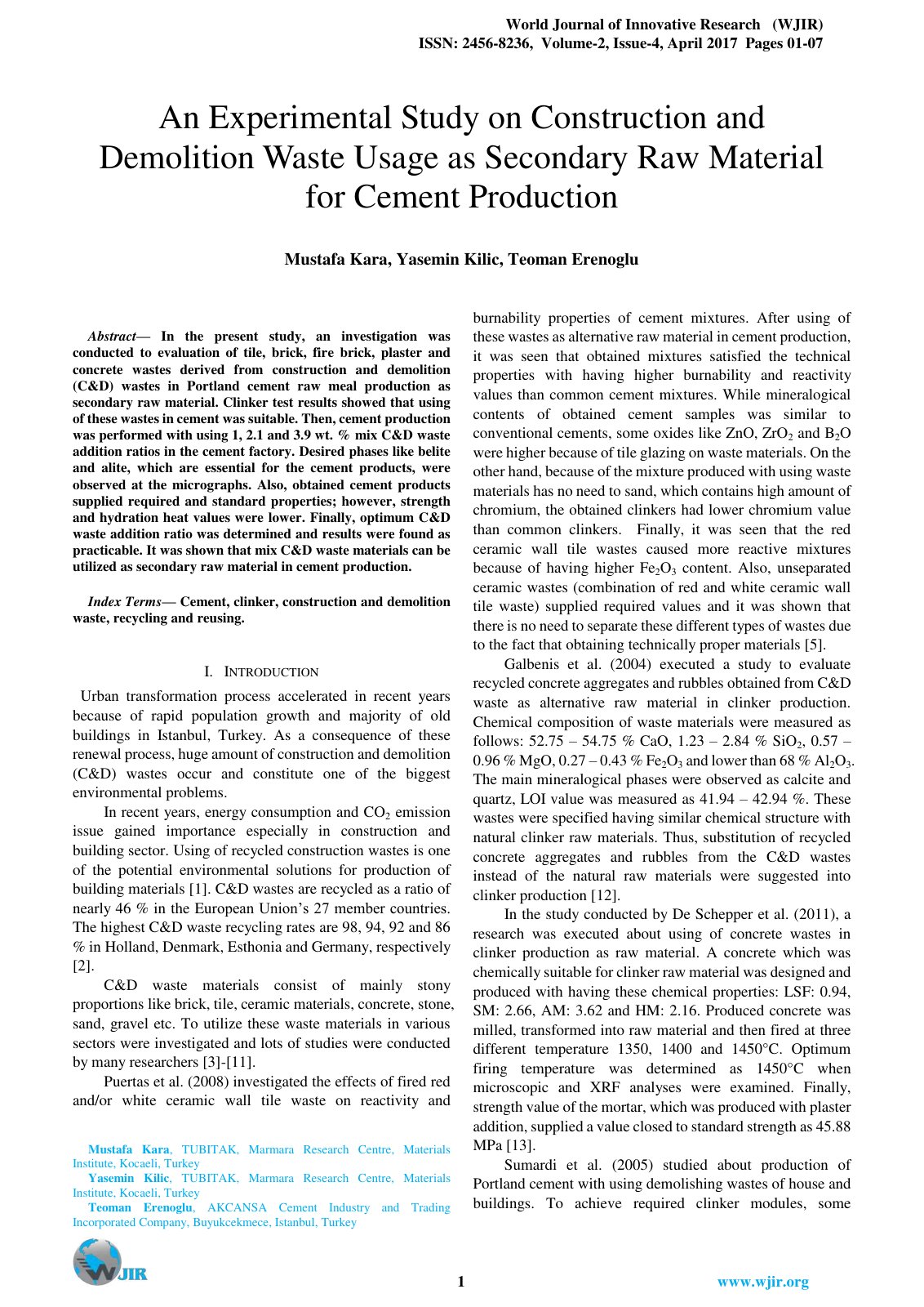 First page of An Experimental Study on Construction an