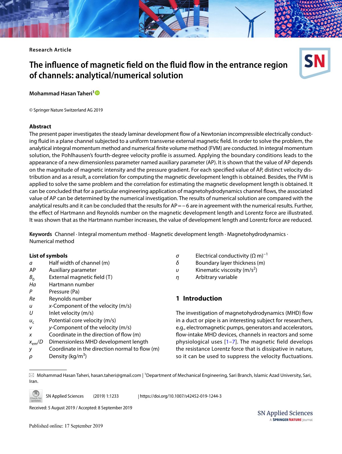 First page of The influence of magnetic field on the f