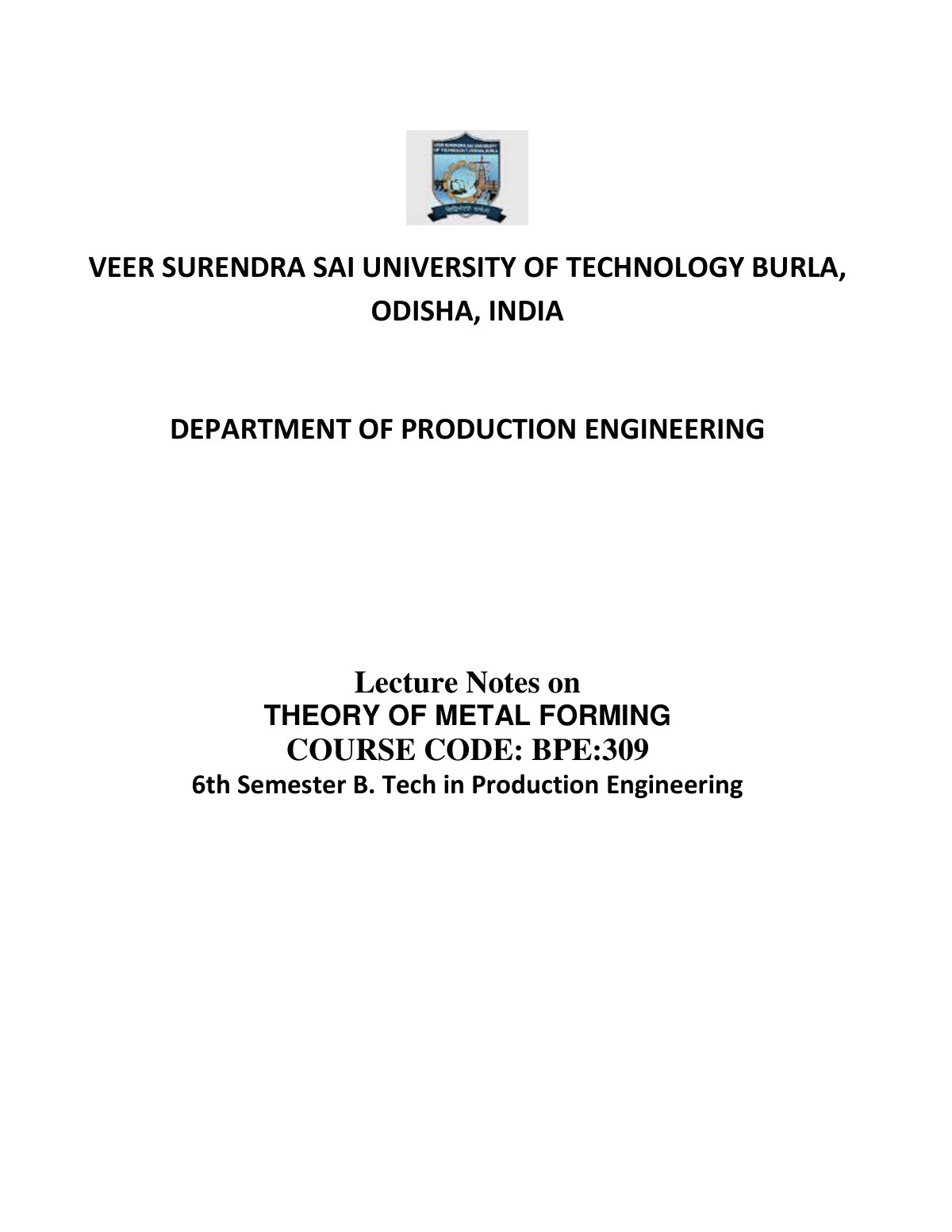 First page of VEER SURENDRA SAI UNIVERSITY OF TECHNOLOGY BURLA,