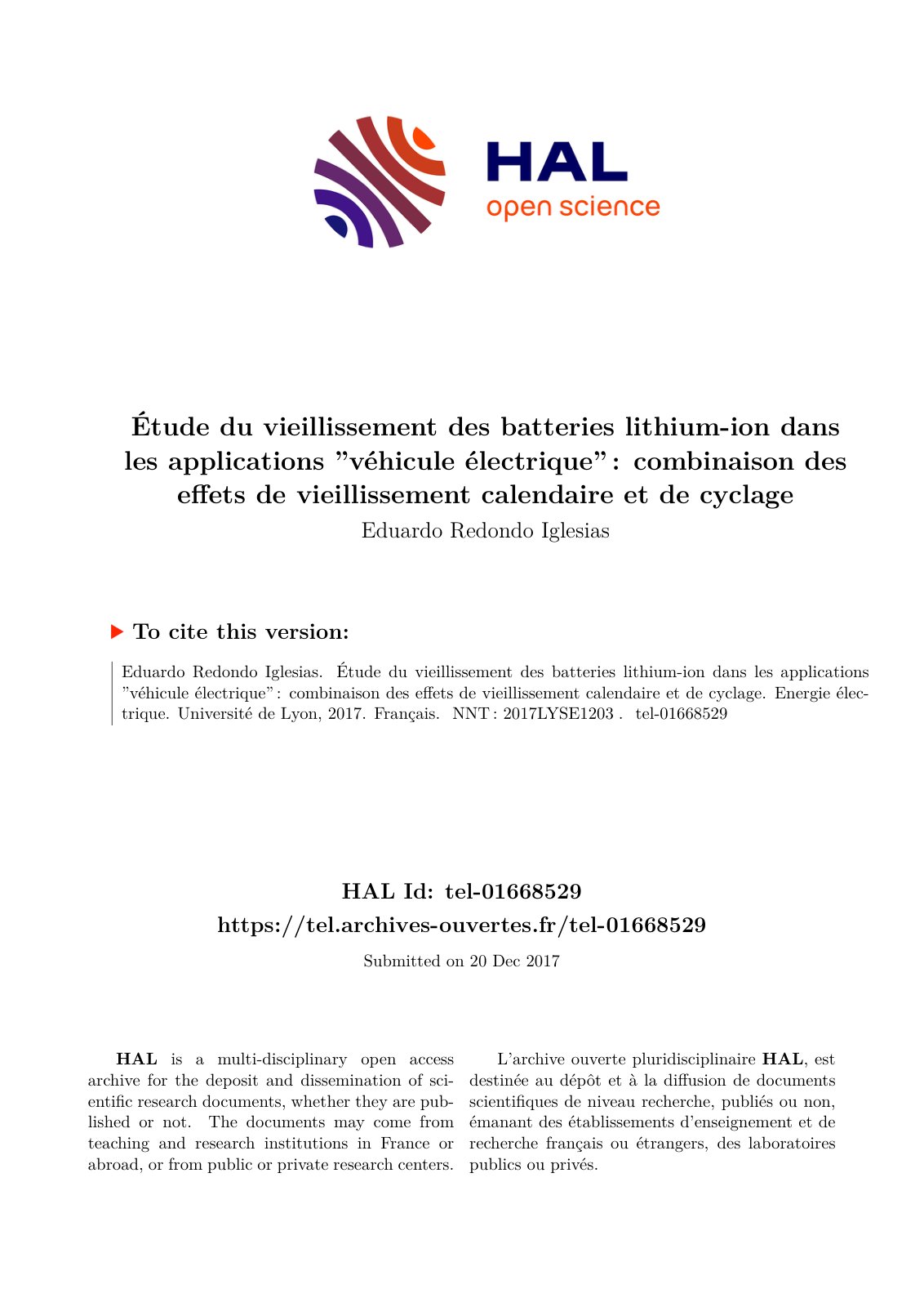 First page of vieillissement batterie