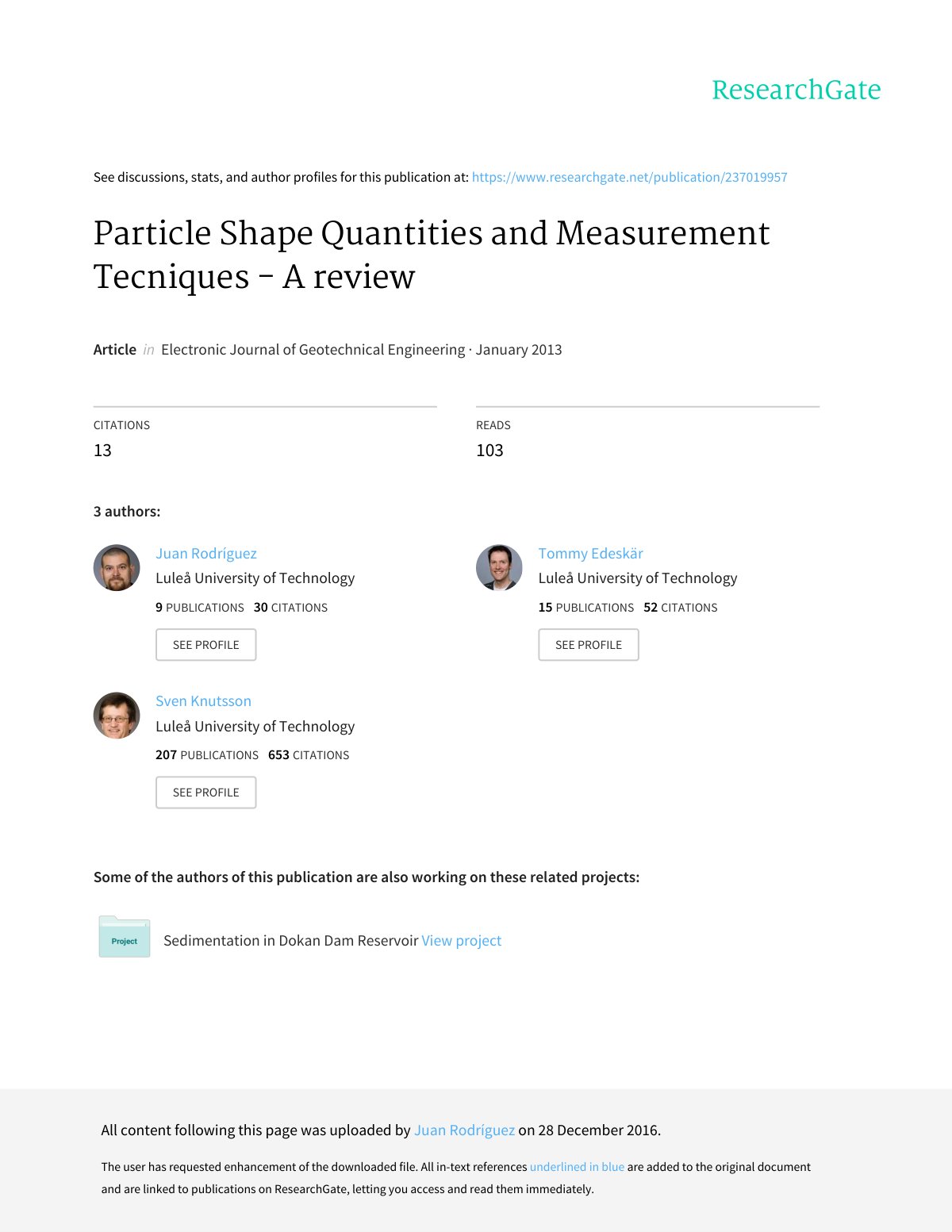 First page of Particle Shape Quantities and Measuremen