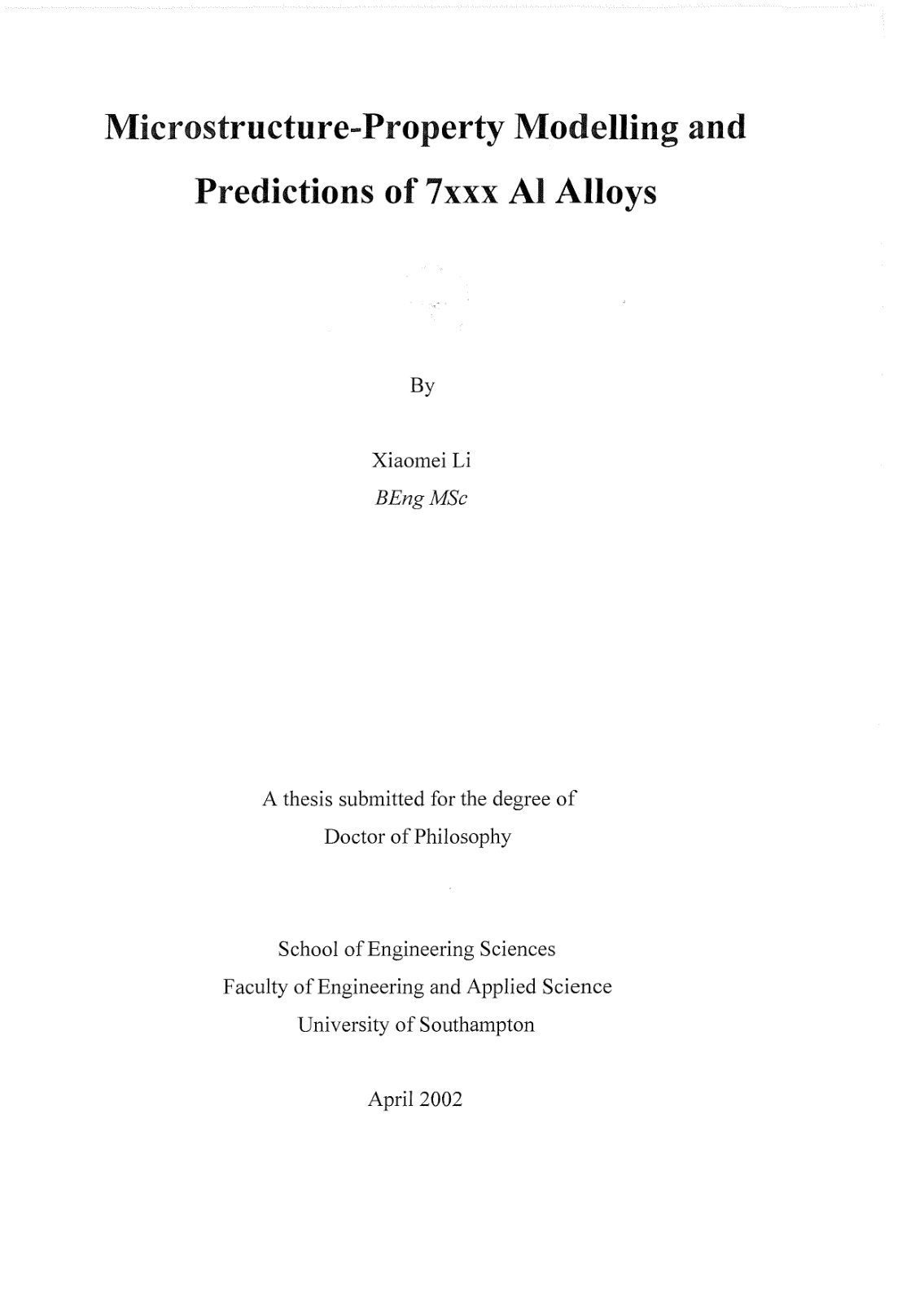 First page of Microstructure-Property Modelling and