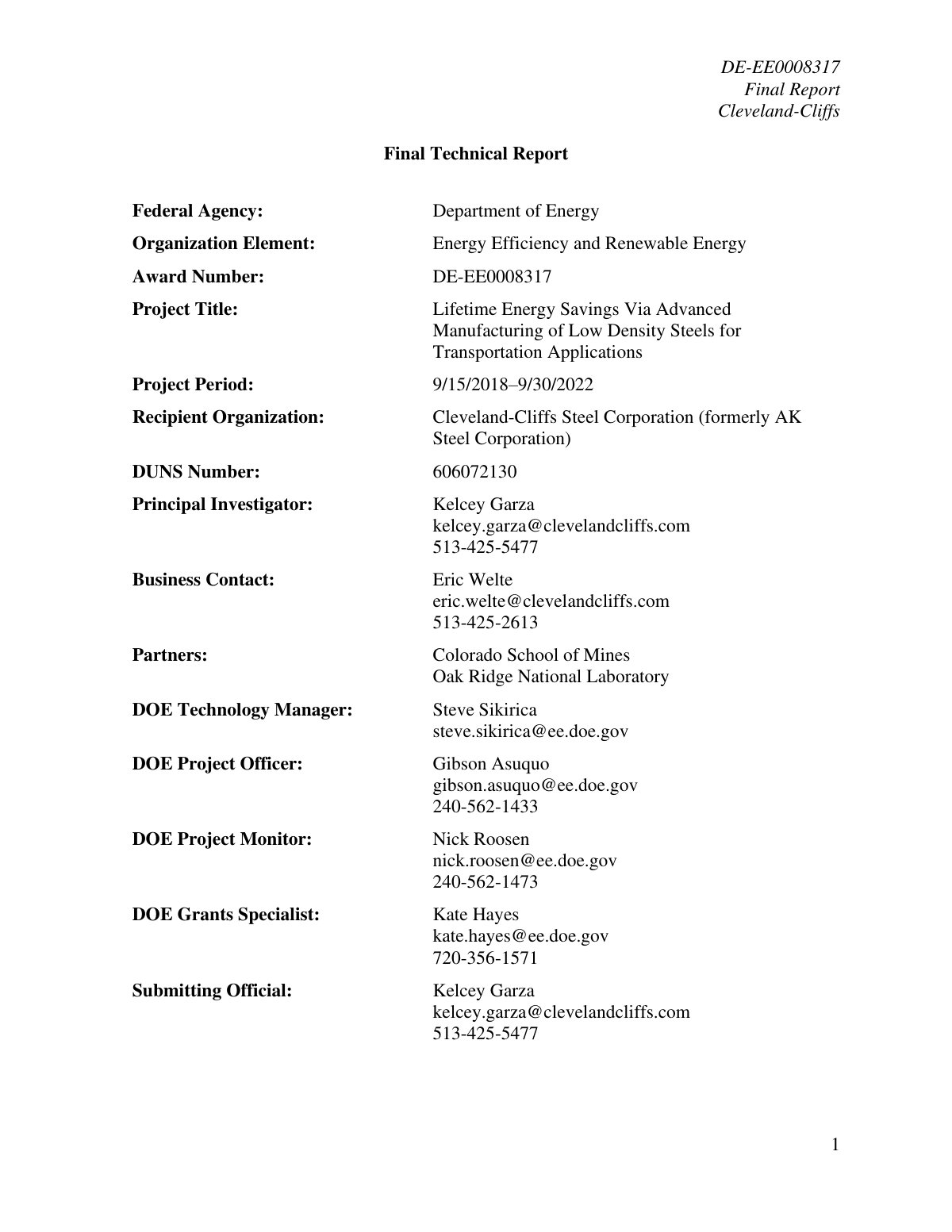 First page of DE-EE0008317