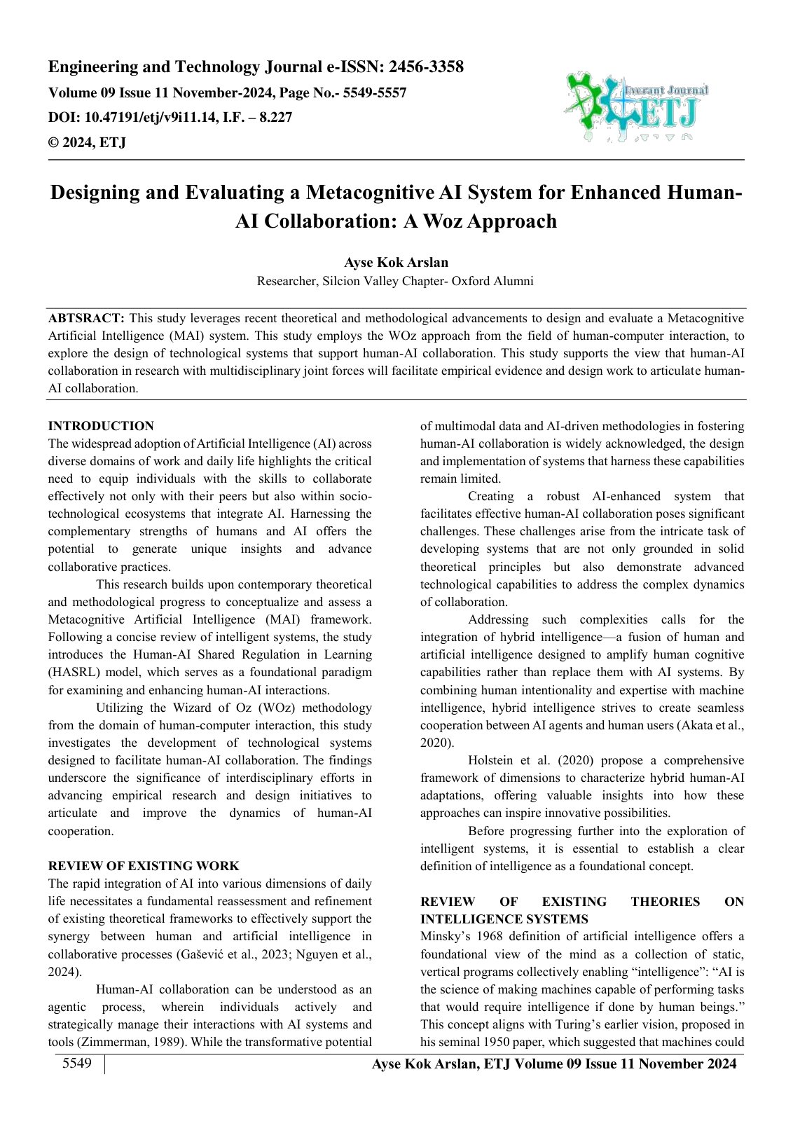 First page of Designing and Evaluating a Metacognitive AI System for Enhanced Human