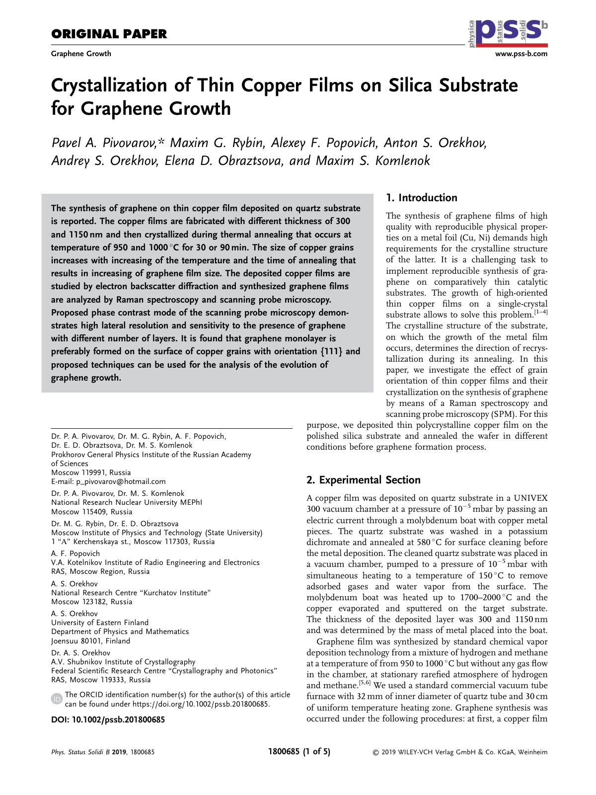 First page of Crystallization of Thin Copper Films on