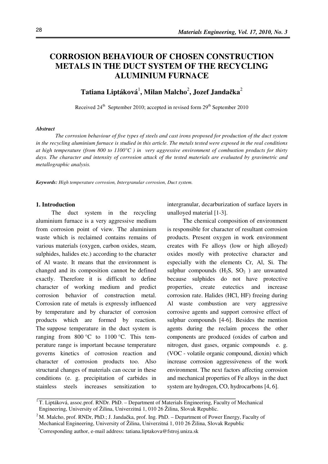 First page of Corrosion Behaviour of Chosen Constructi