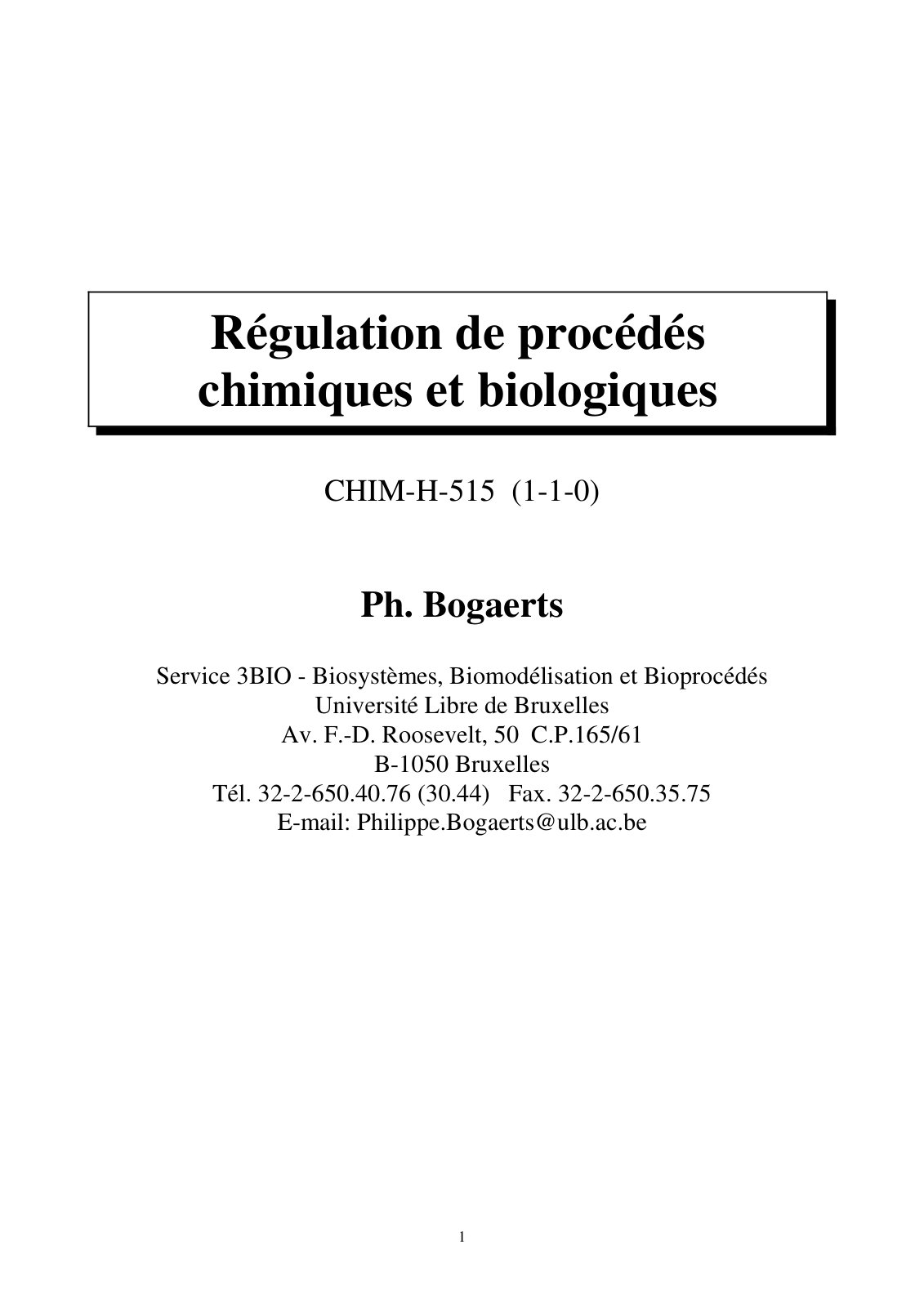 First page of Annexe VI.c. Régulation de procédés chimiques et biologiques
