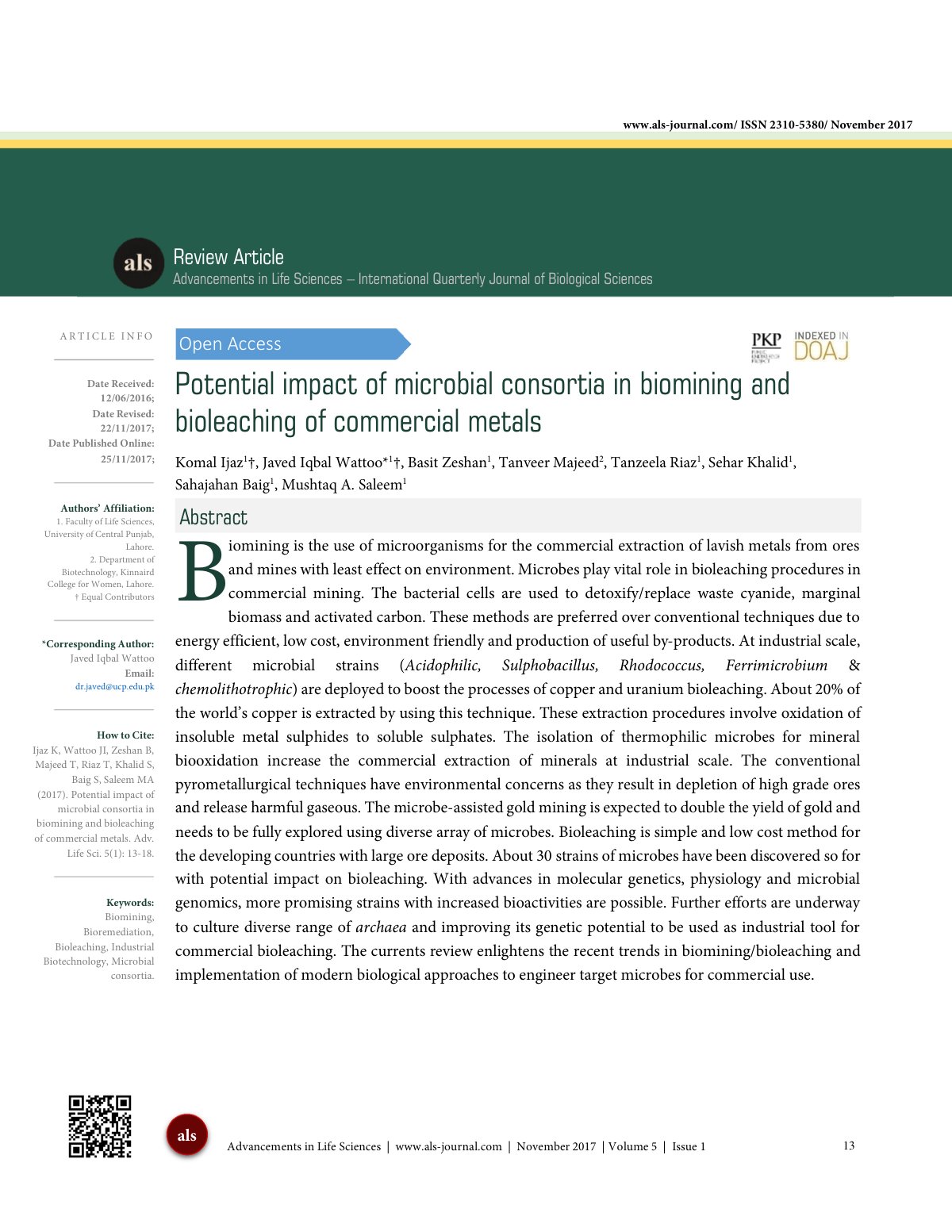 First page of Potential impact of microbial consortia