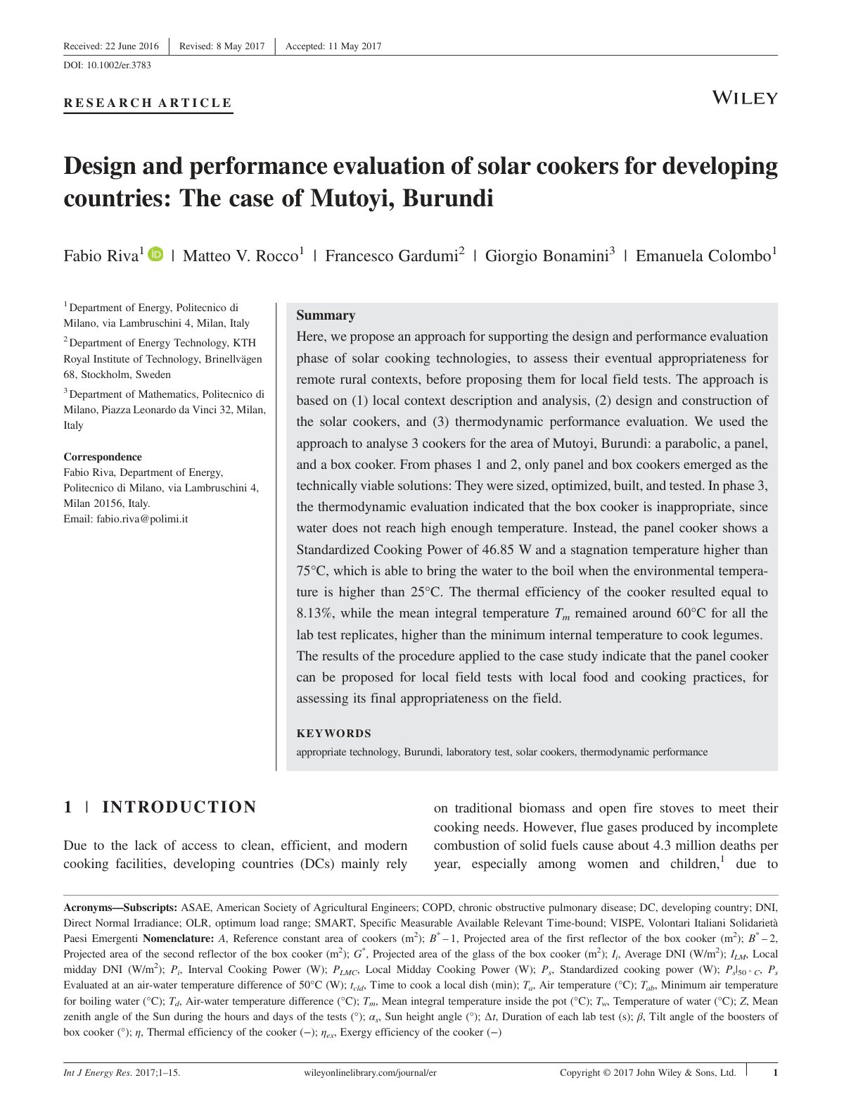 First page of Design and performance evaluation of sol