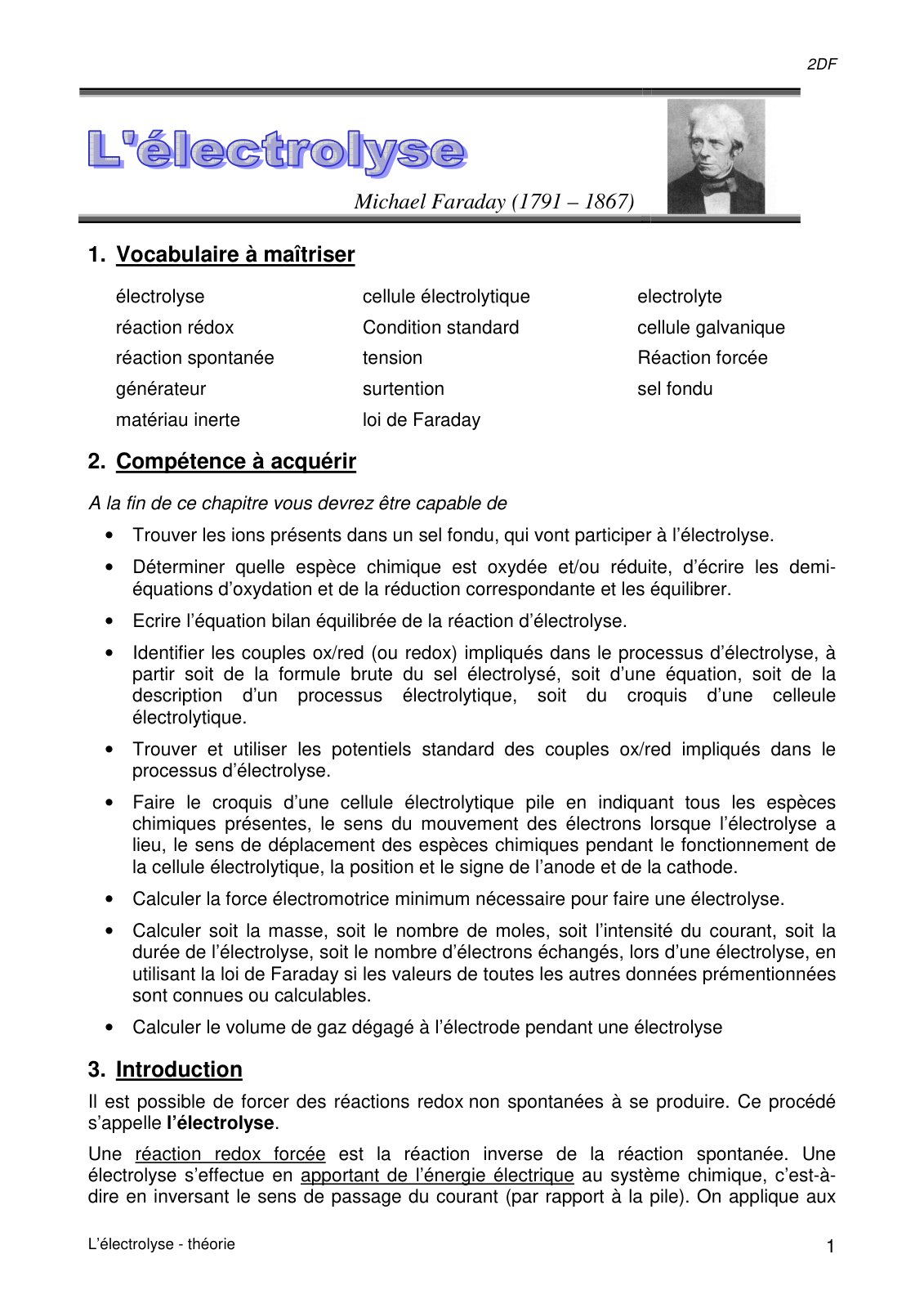 First page of Electrolyse   theorie   2DF 2017