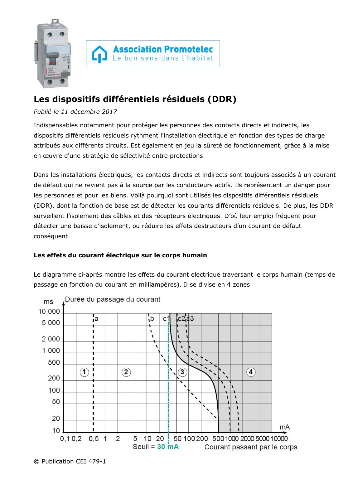 First page of Les dispositifs différentiels résiduels (DDR)