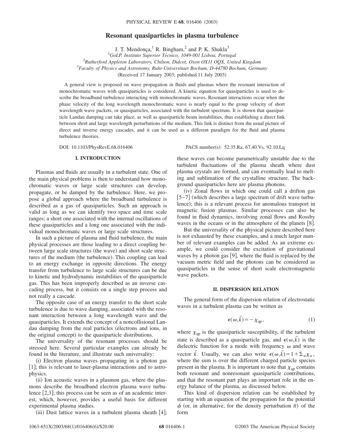 First page of Resonant quasiparticles in plasma turbul