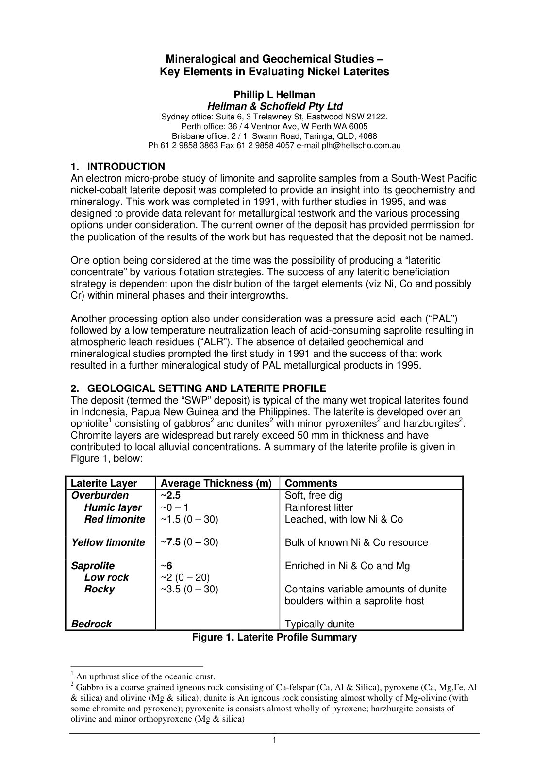 First page of ALTA 2001 NICKEL COBALT 7 TABLE OF CONTE