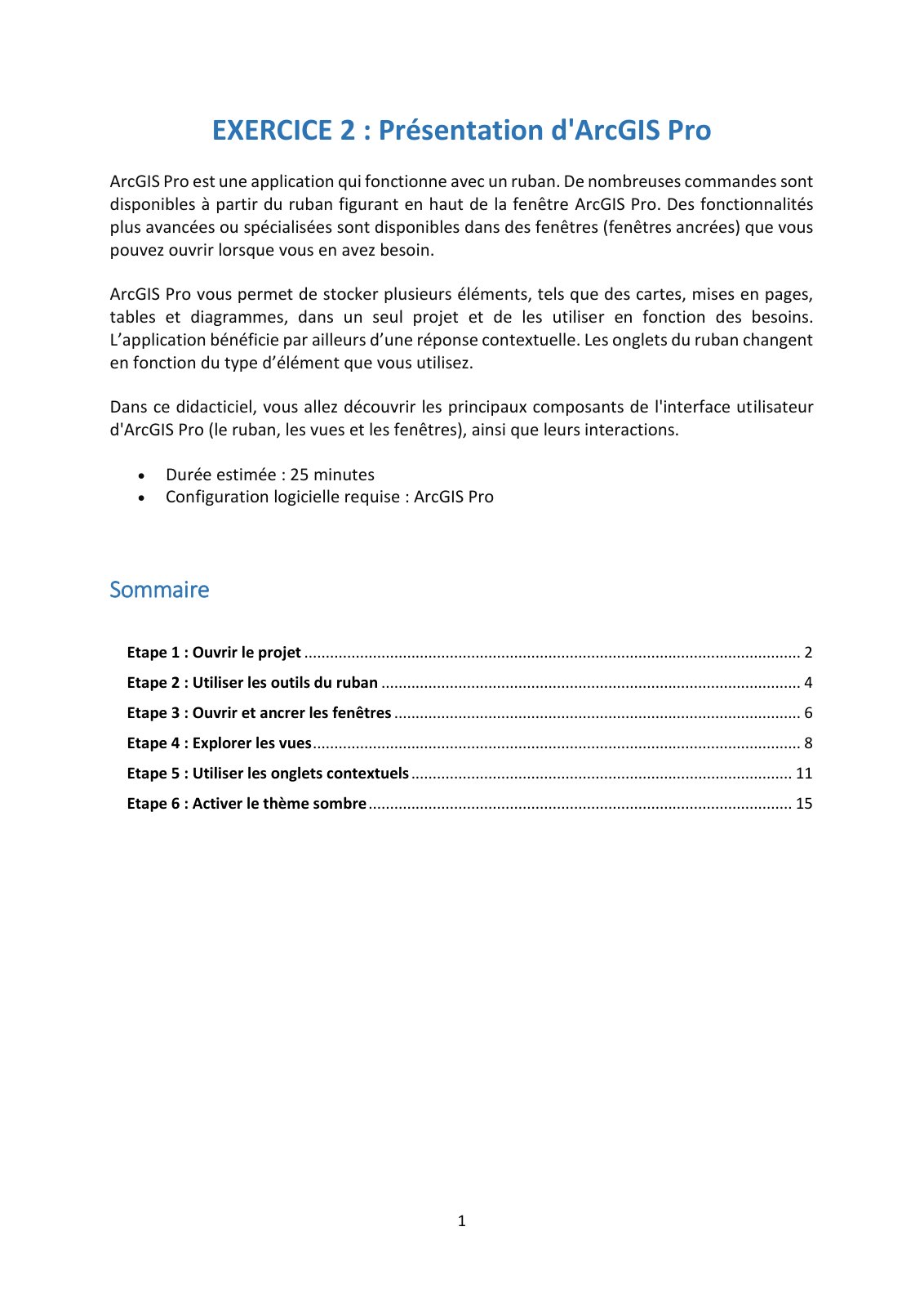 First page of 14   EX2 Pr sentation de ArcGIS Pro
