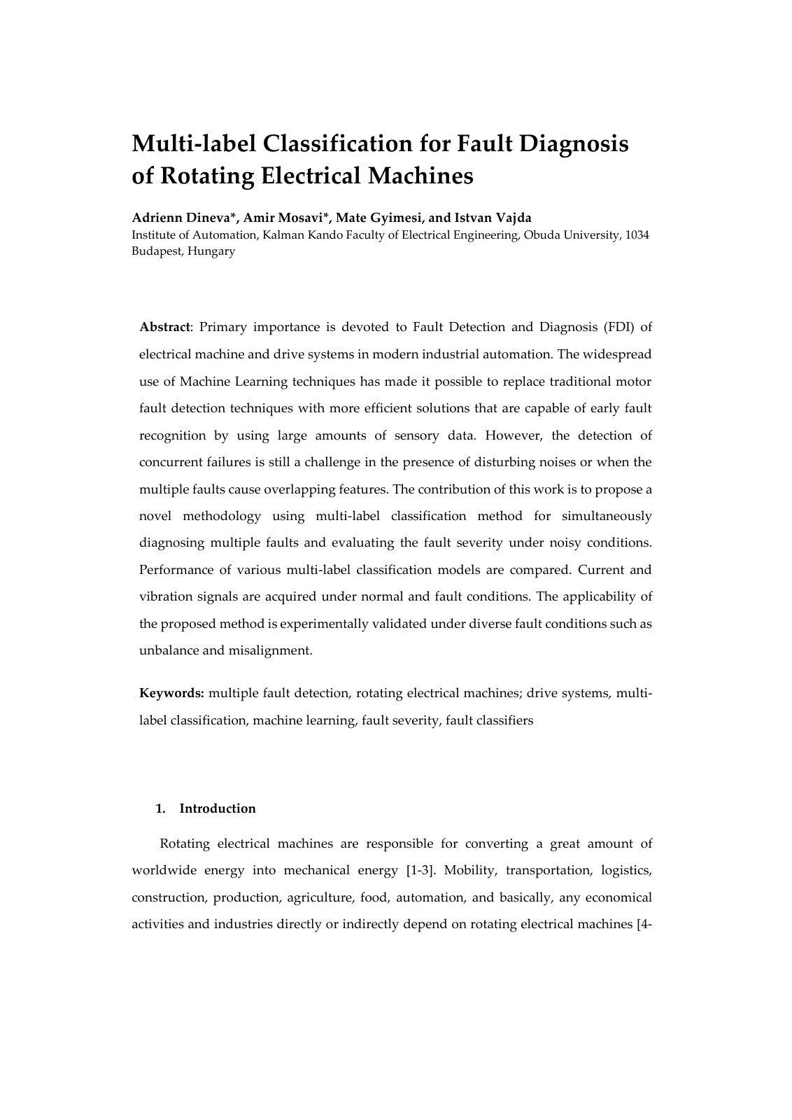 First page of Multi-label Classification for Fault Diagnosis