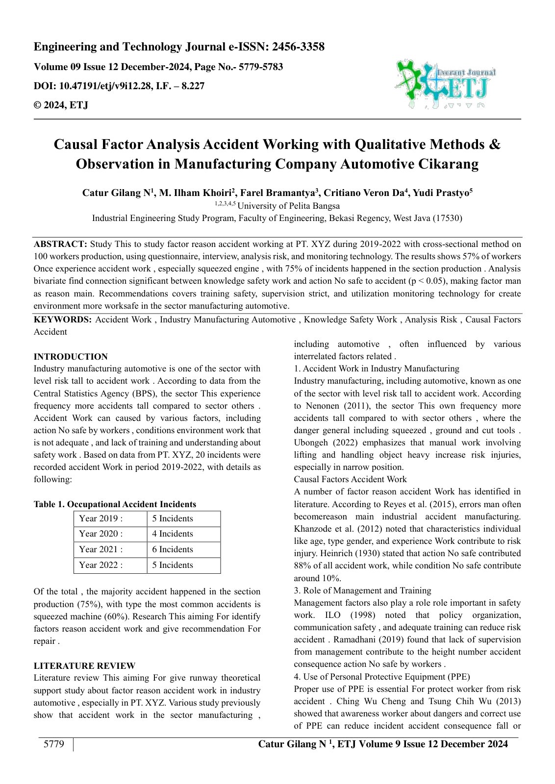 First page of Causal Factor Analysis Accident Working with Qualitative Methods & 