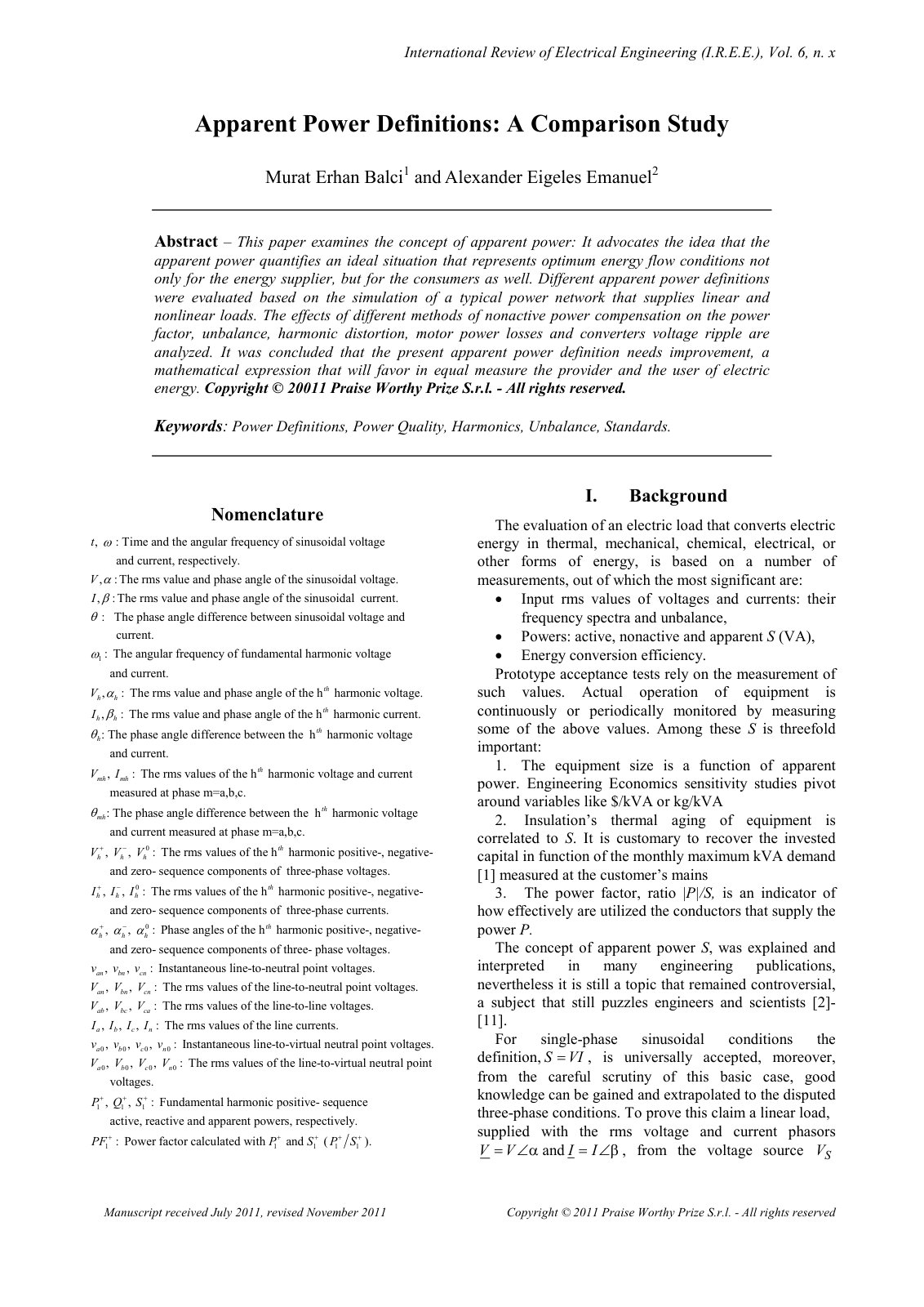 First page of Power Definitions and the Physical Mechanism of Power Flow