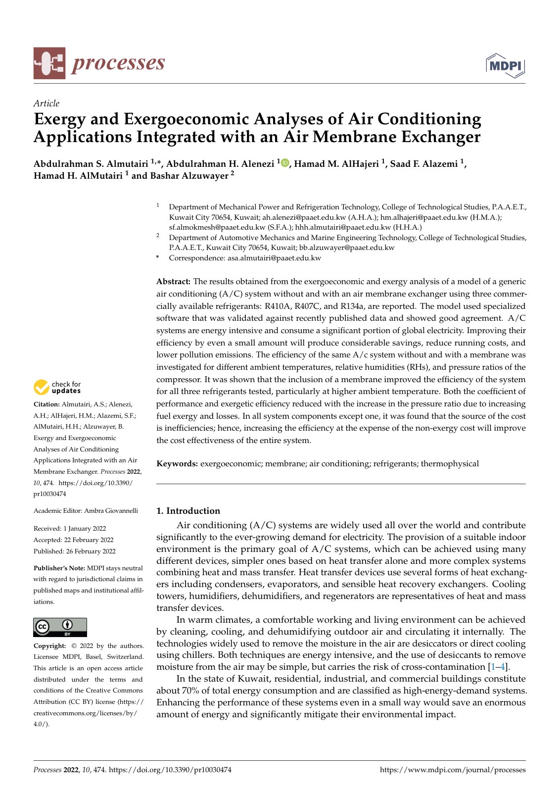 First page of Exergy and Exergoeconomic Analyses of Ai