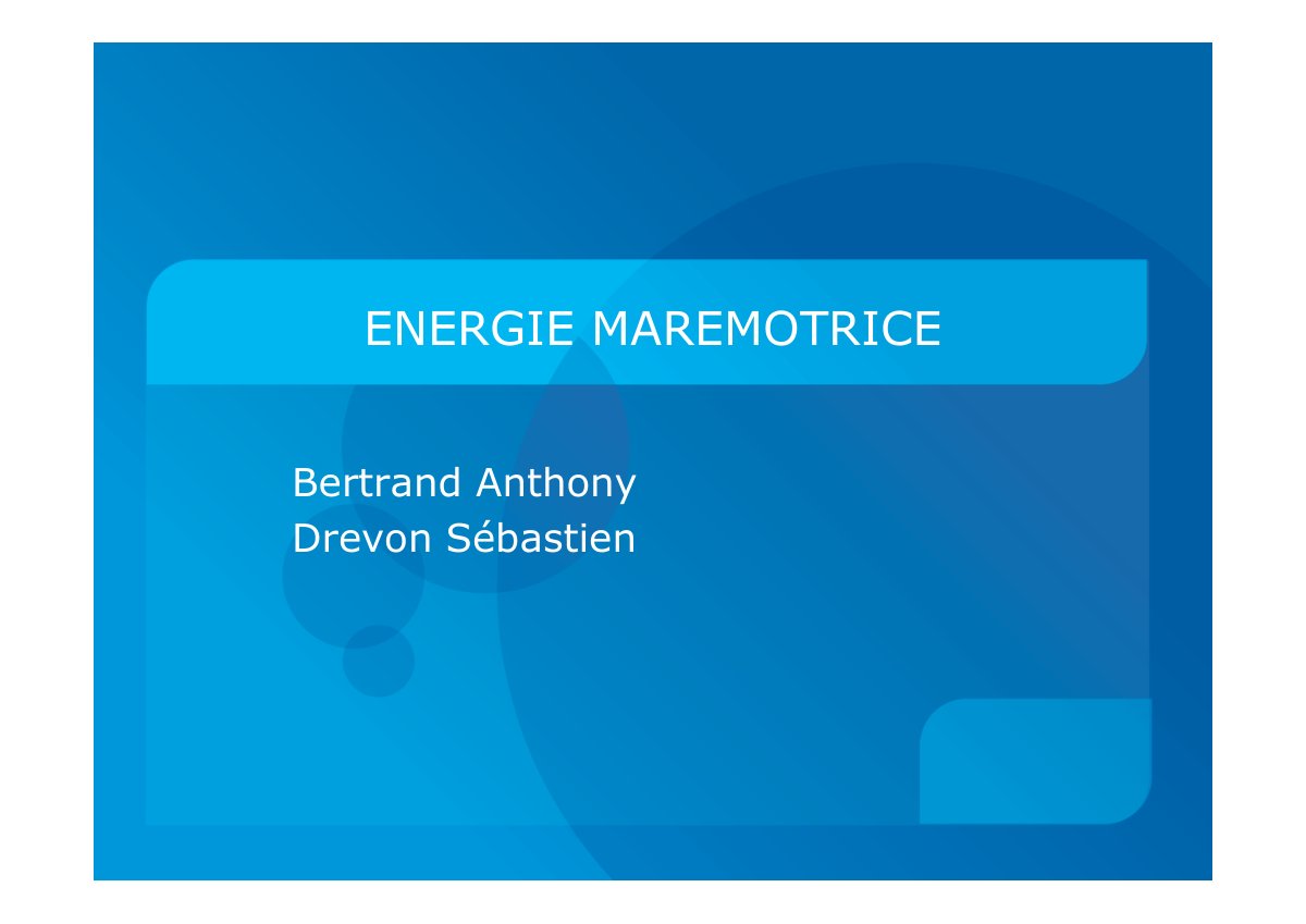 First page of ENERGIE MAREMOTRICE