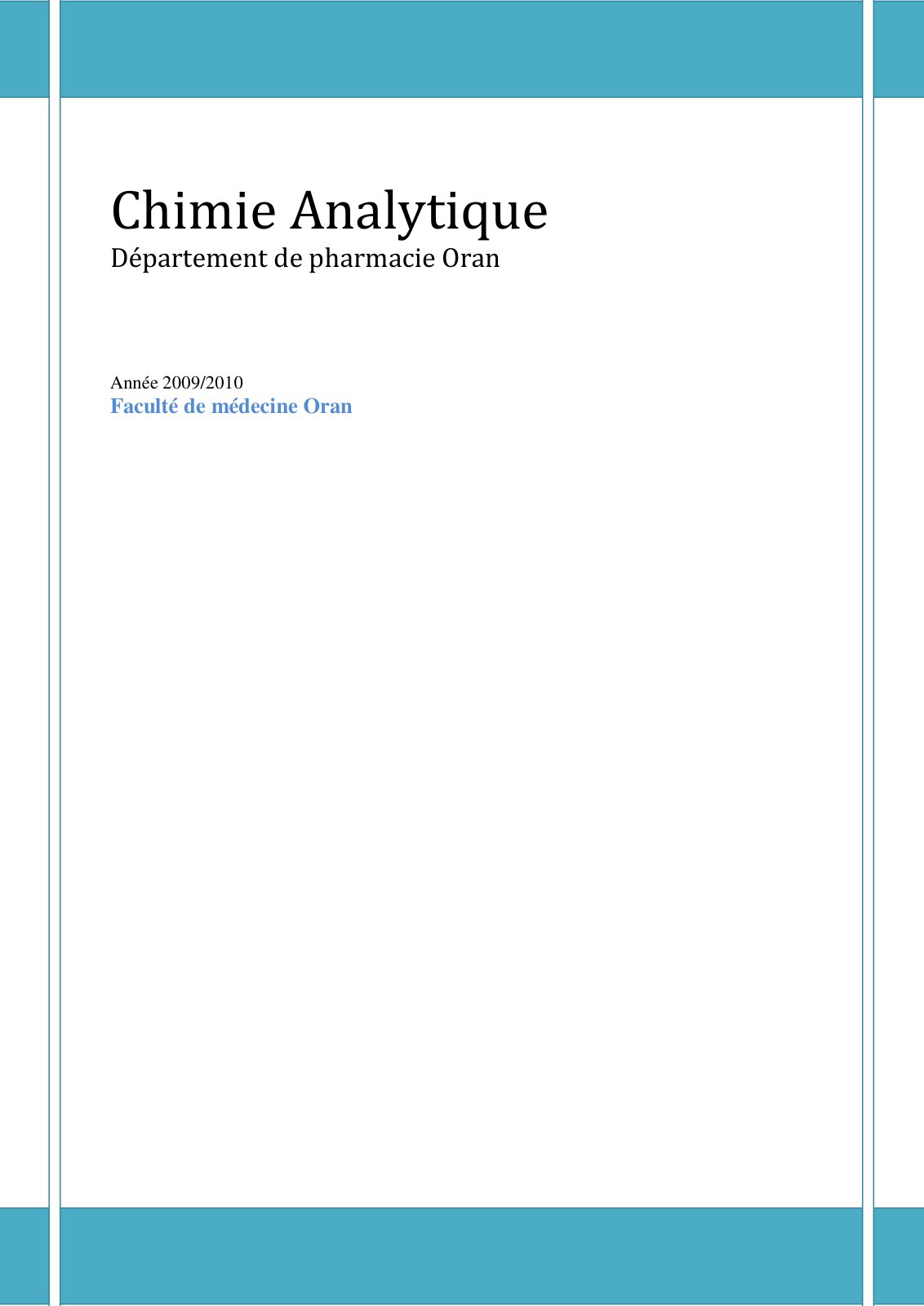 First page of Chimie Analytique