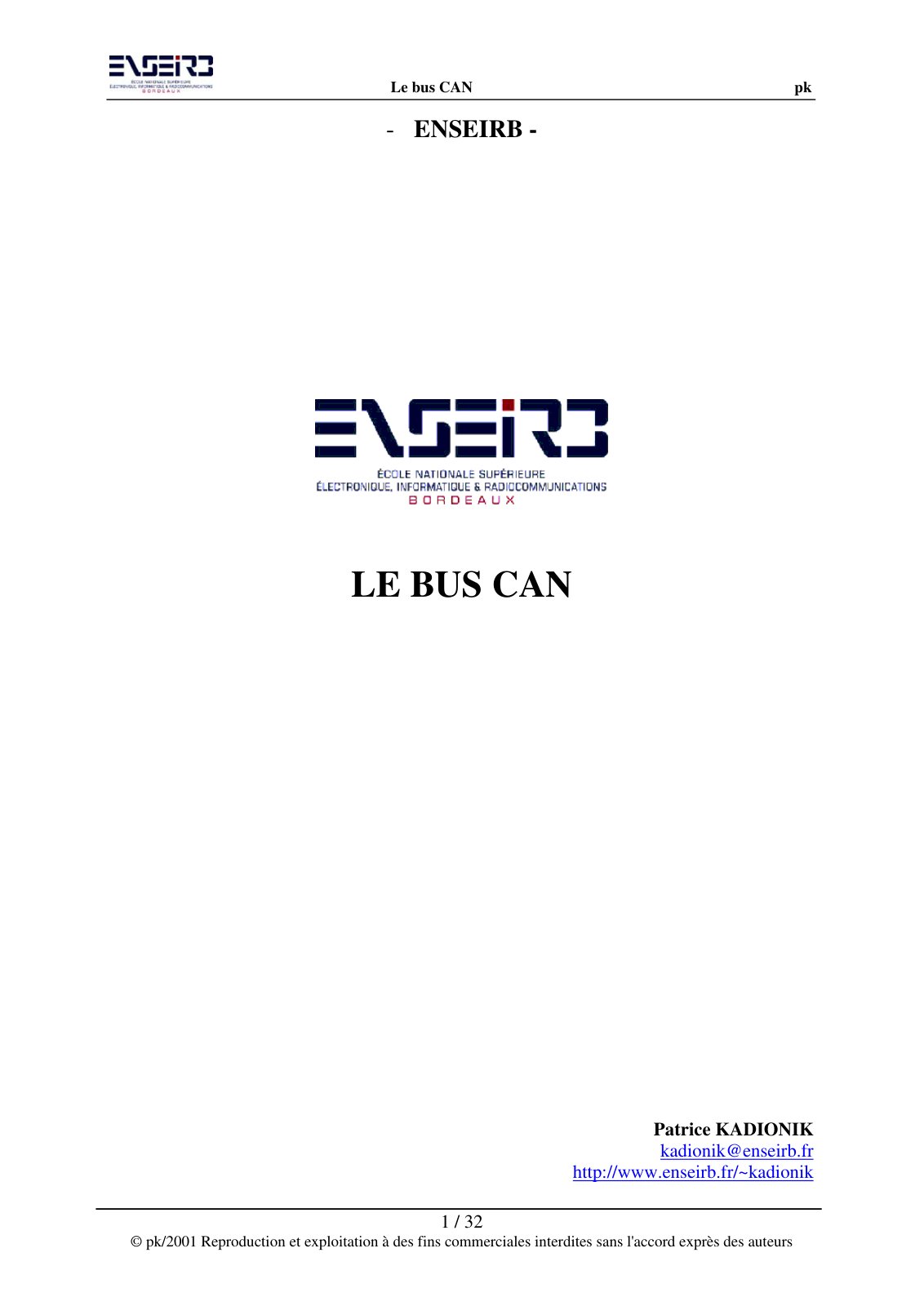 First page of Le bus CAN