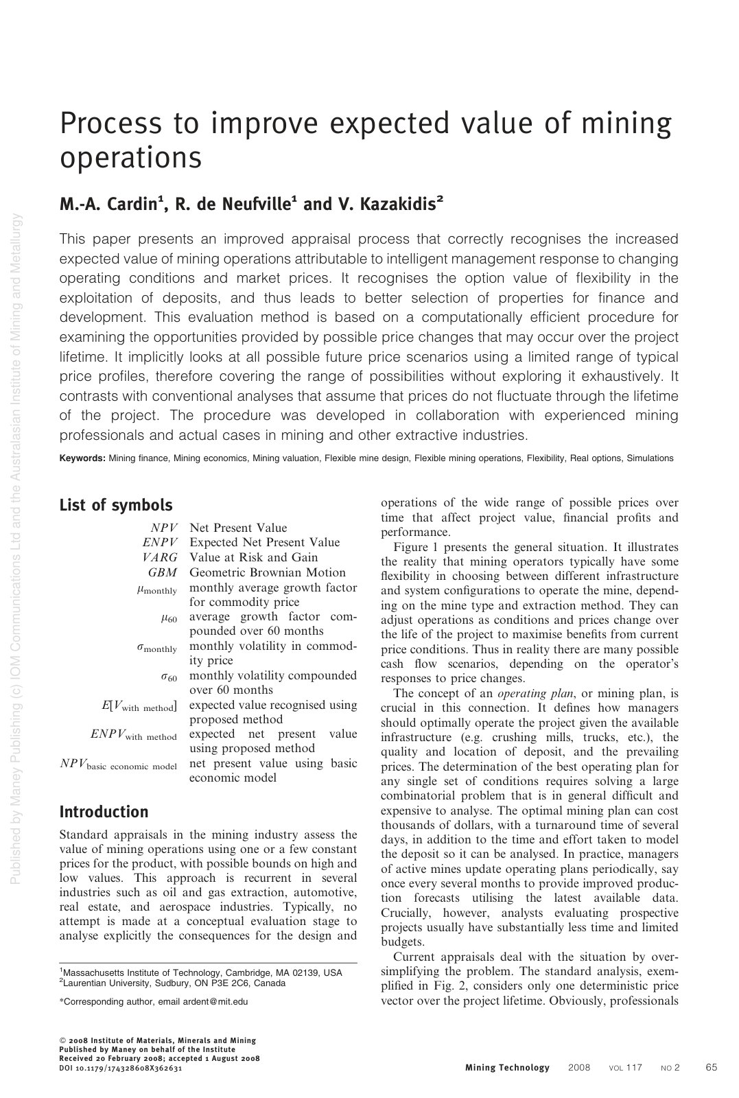 First page of Process to improve expected value of min