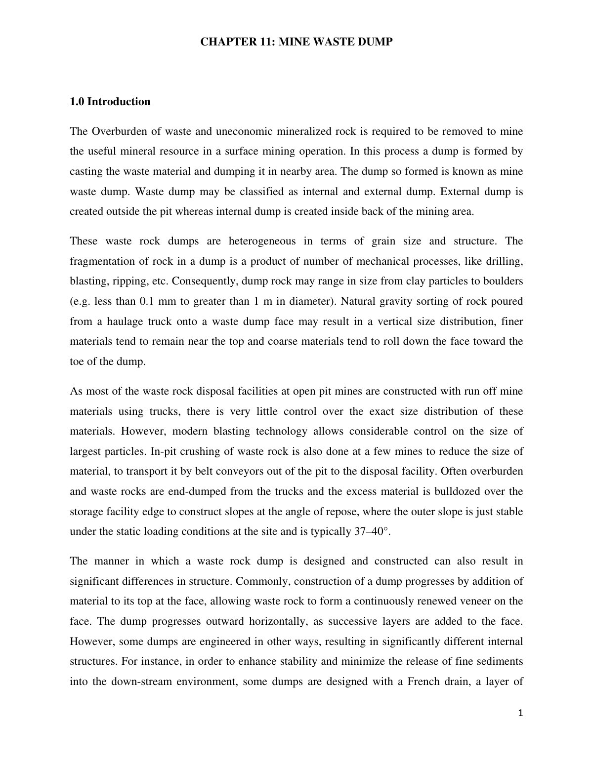 First page of MINE WASTE DUMP