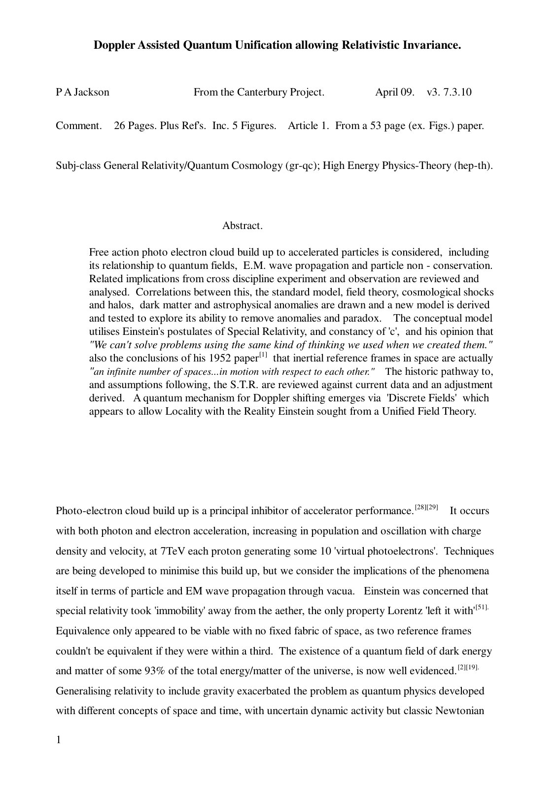 First page of Doppler Assisted Quantum Unification All