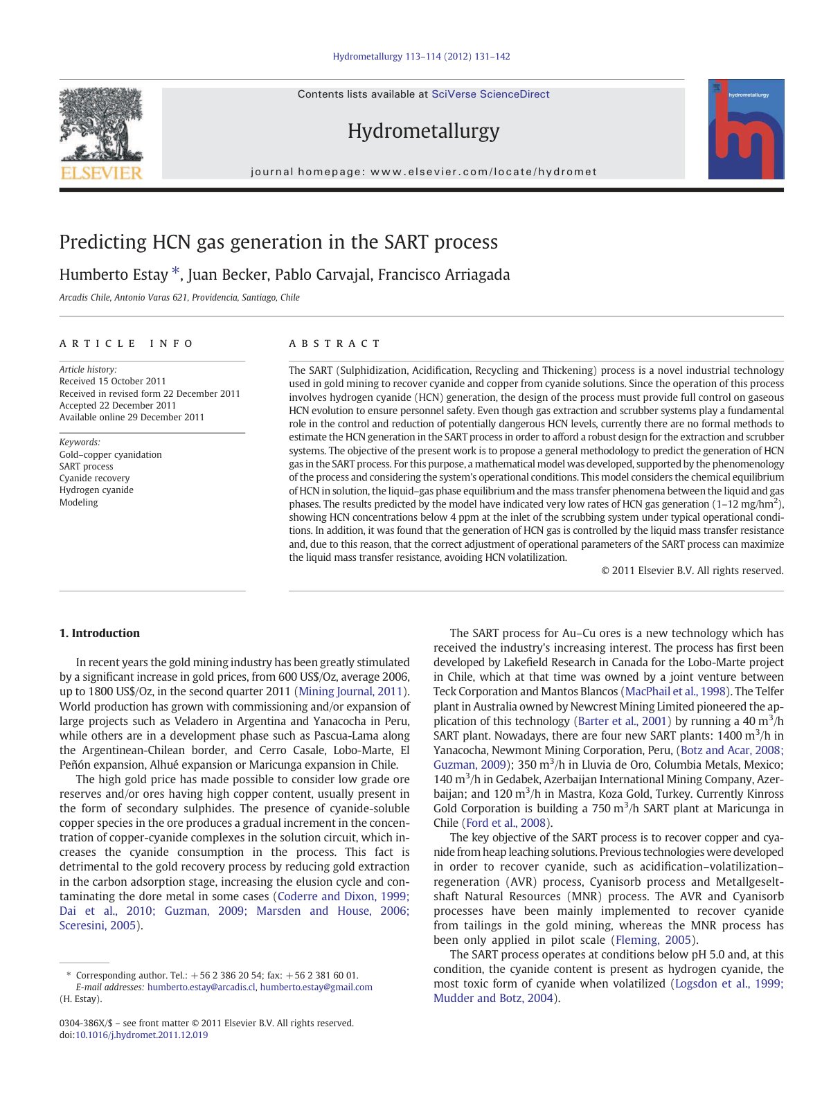 First page of Predicting HCN gas generation in the SAR