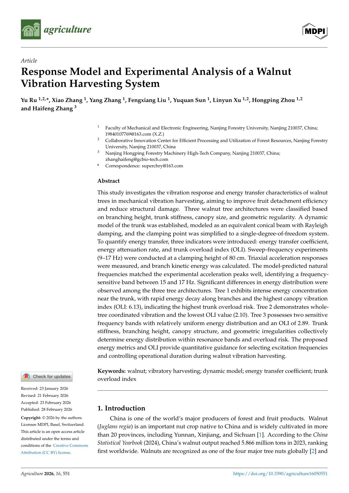 First page of Response Model and Experimental Analysis of a Waln