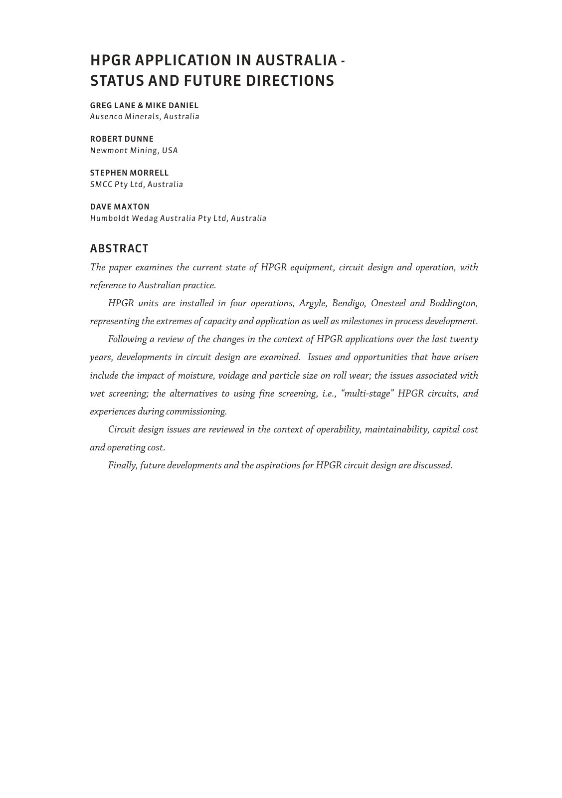 First page of HPGR in australia   lane et al