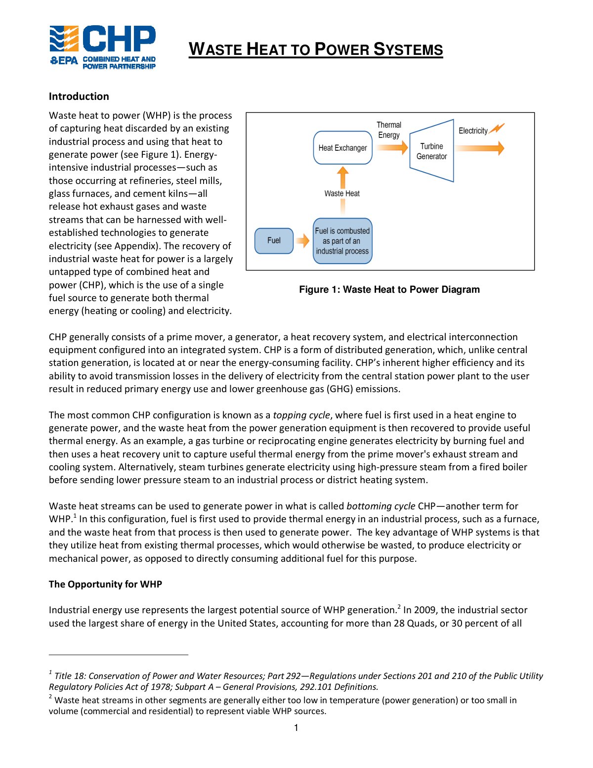 First page of WASTE HEAT TO POWER SYSTEMS