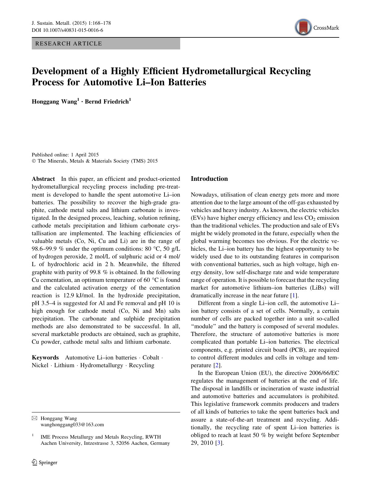 First page of Development of a Highly Efficient Hydrom